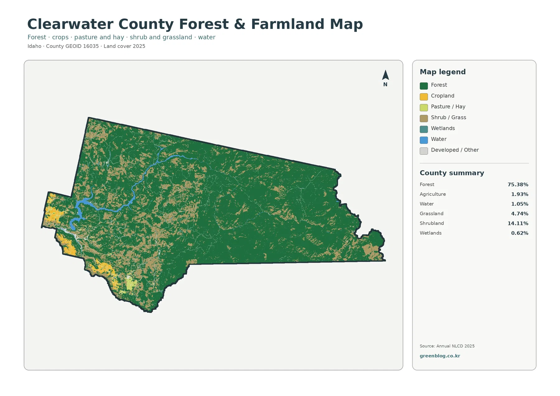 Clearwater County forest and farmland map