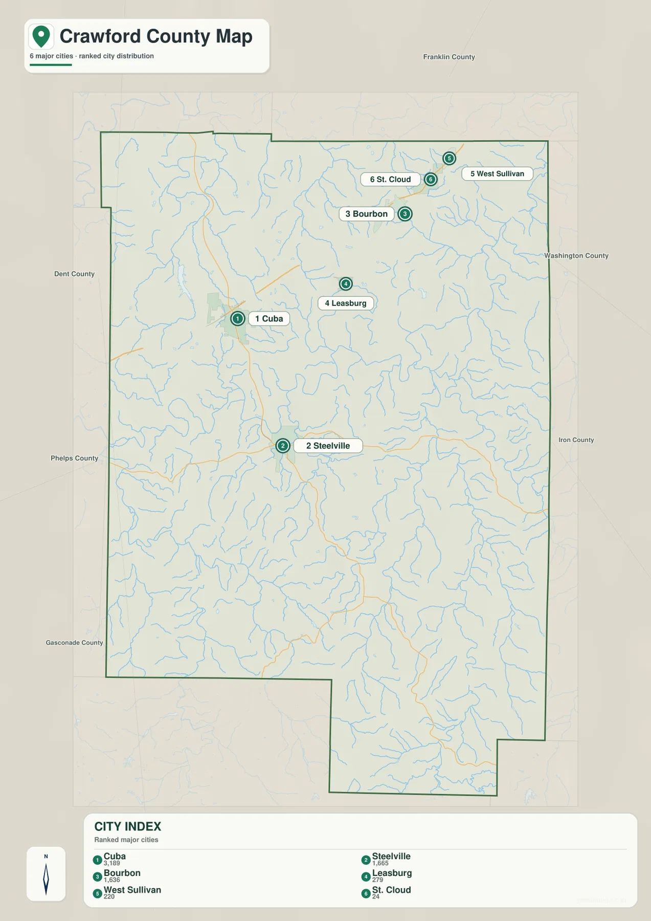 Crawford County ranked communities map