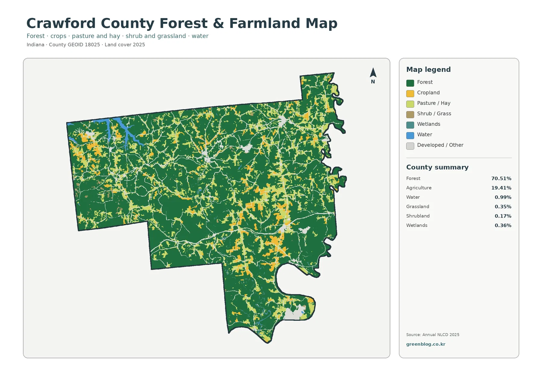 Crawford County 산림·농경지 지도