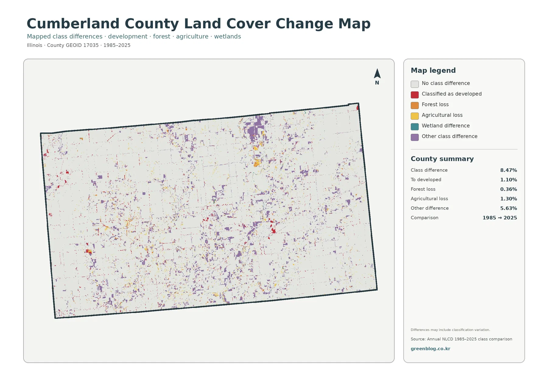 Cumberland County 토지 피복 변화 지도