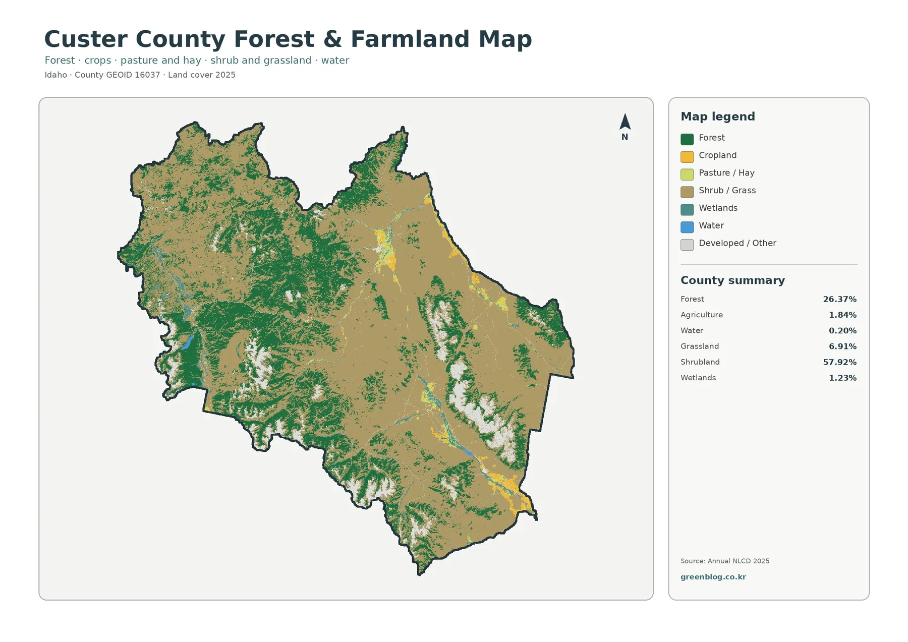 Custer County forest and farmland map
