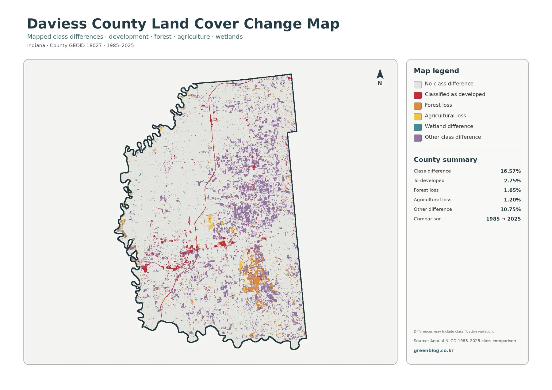 Daviess County 토지 피복 변화 지도