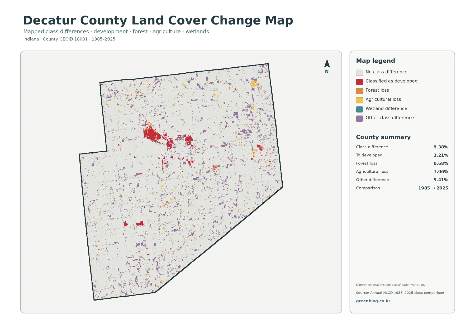 Decatur County 토지 피복 변화 지도