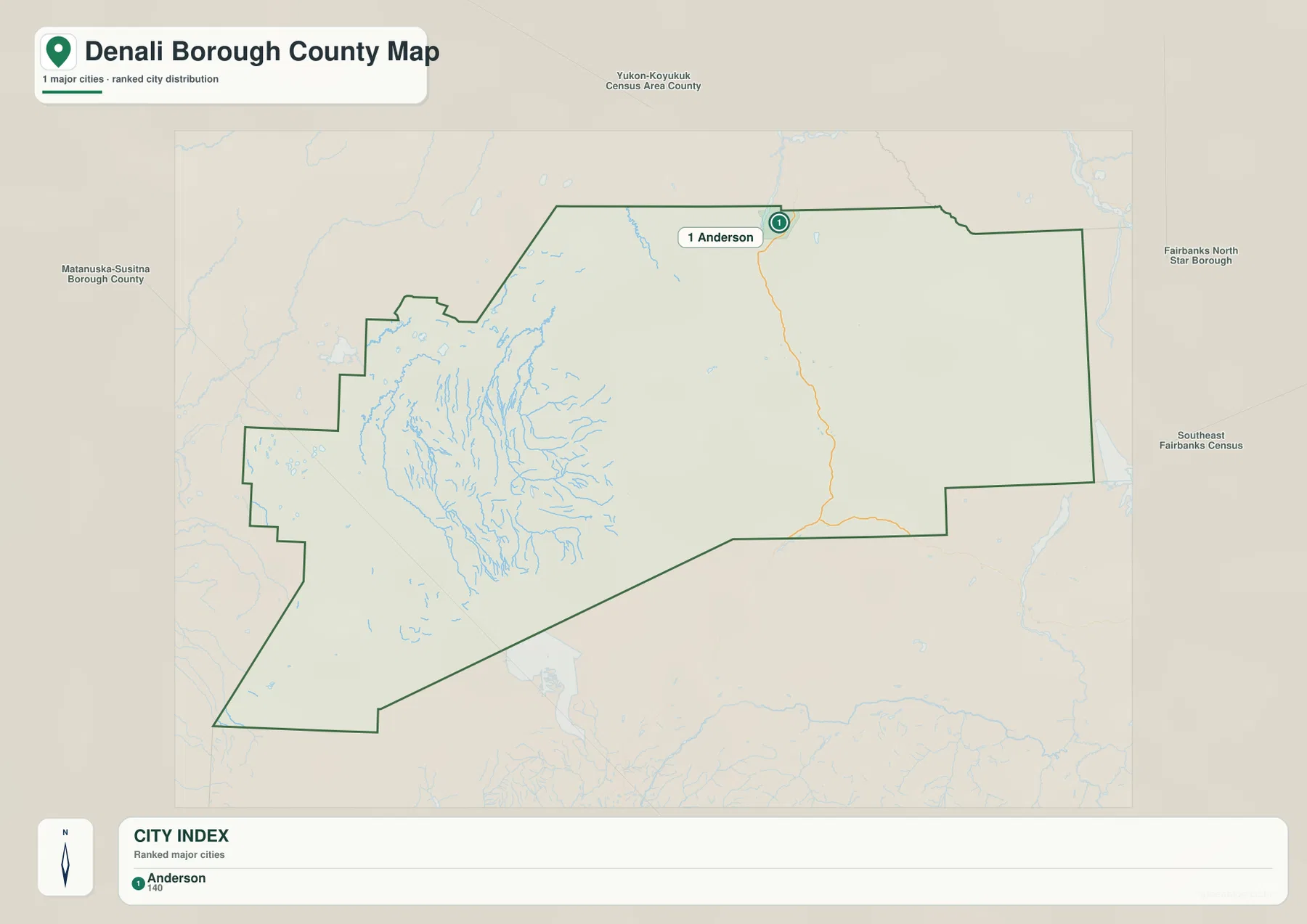 Denali Borough city index map