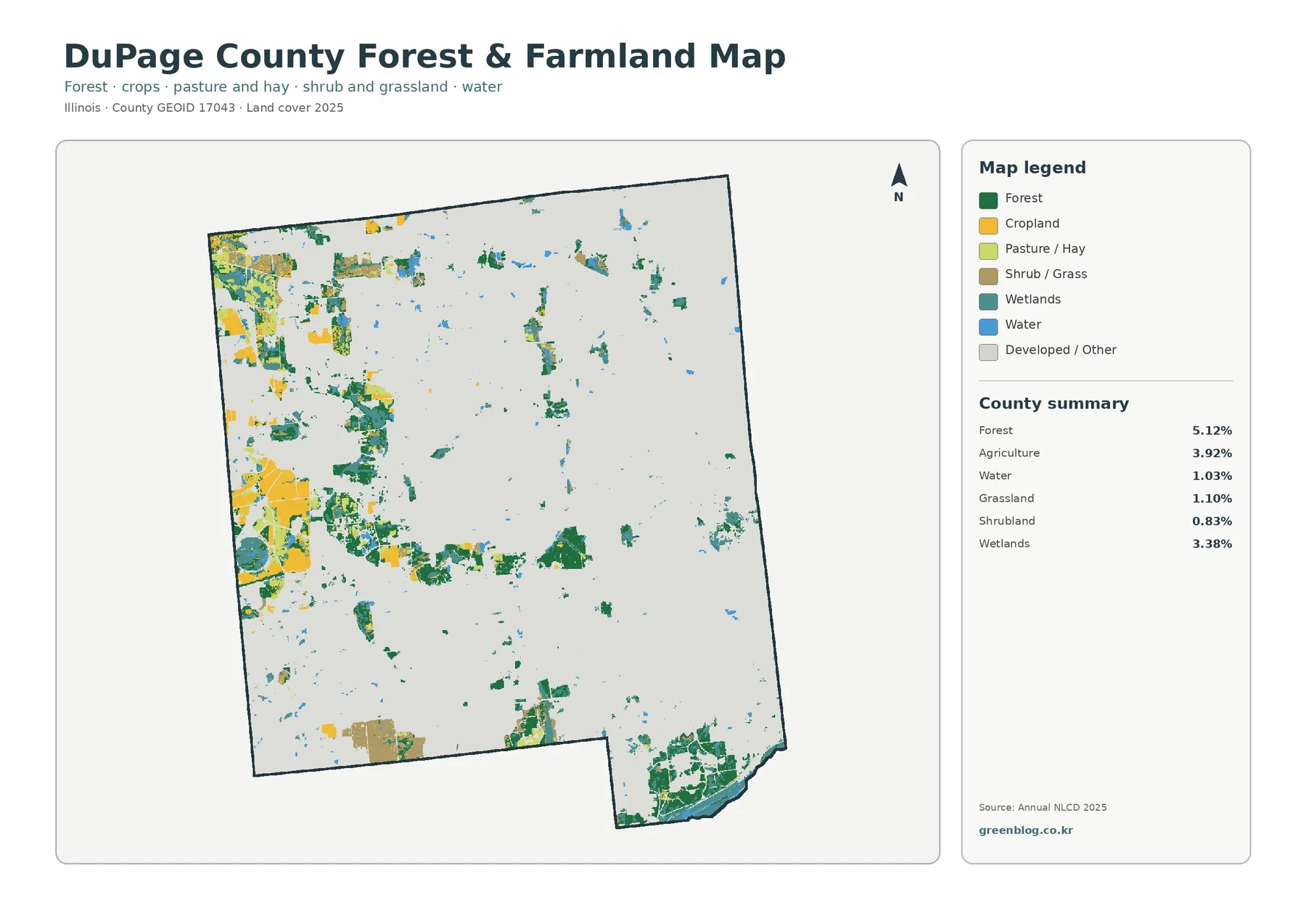 DuPage County forest and farmland map