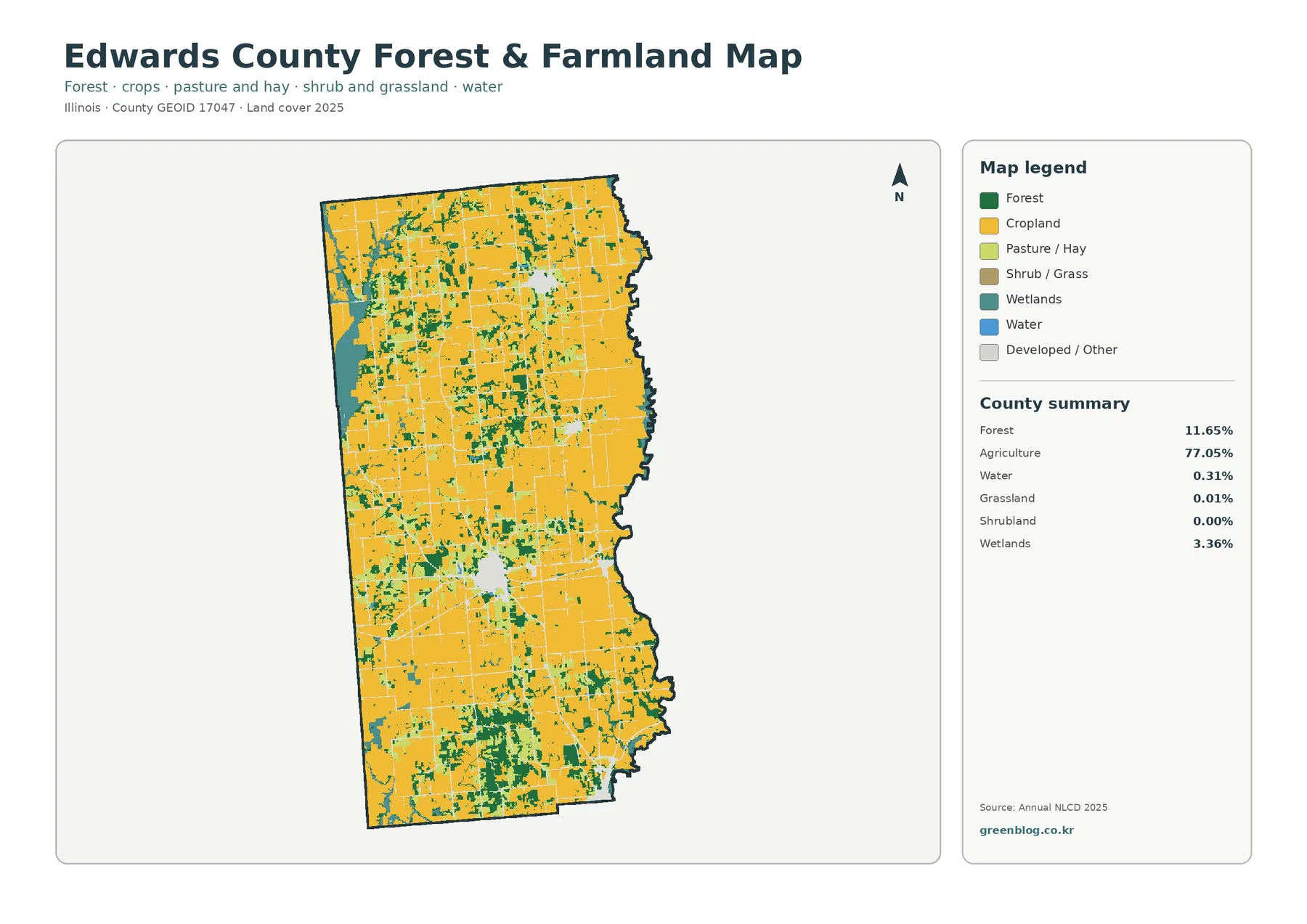 Edwards County forest and farmland map