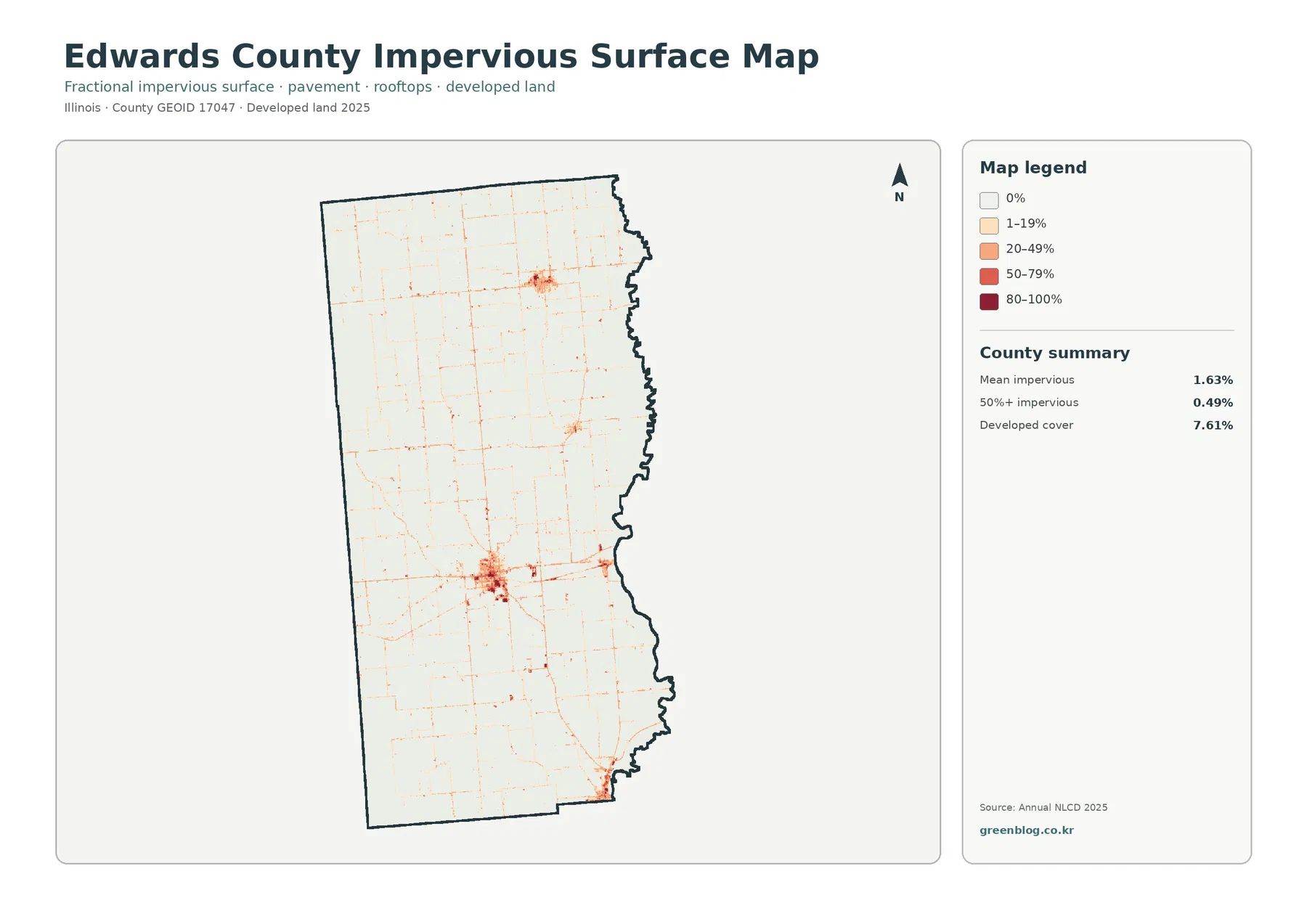 Edwards County impervious surface and developed land map