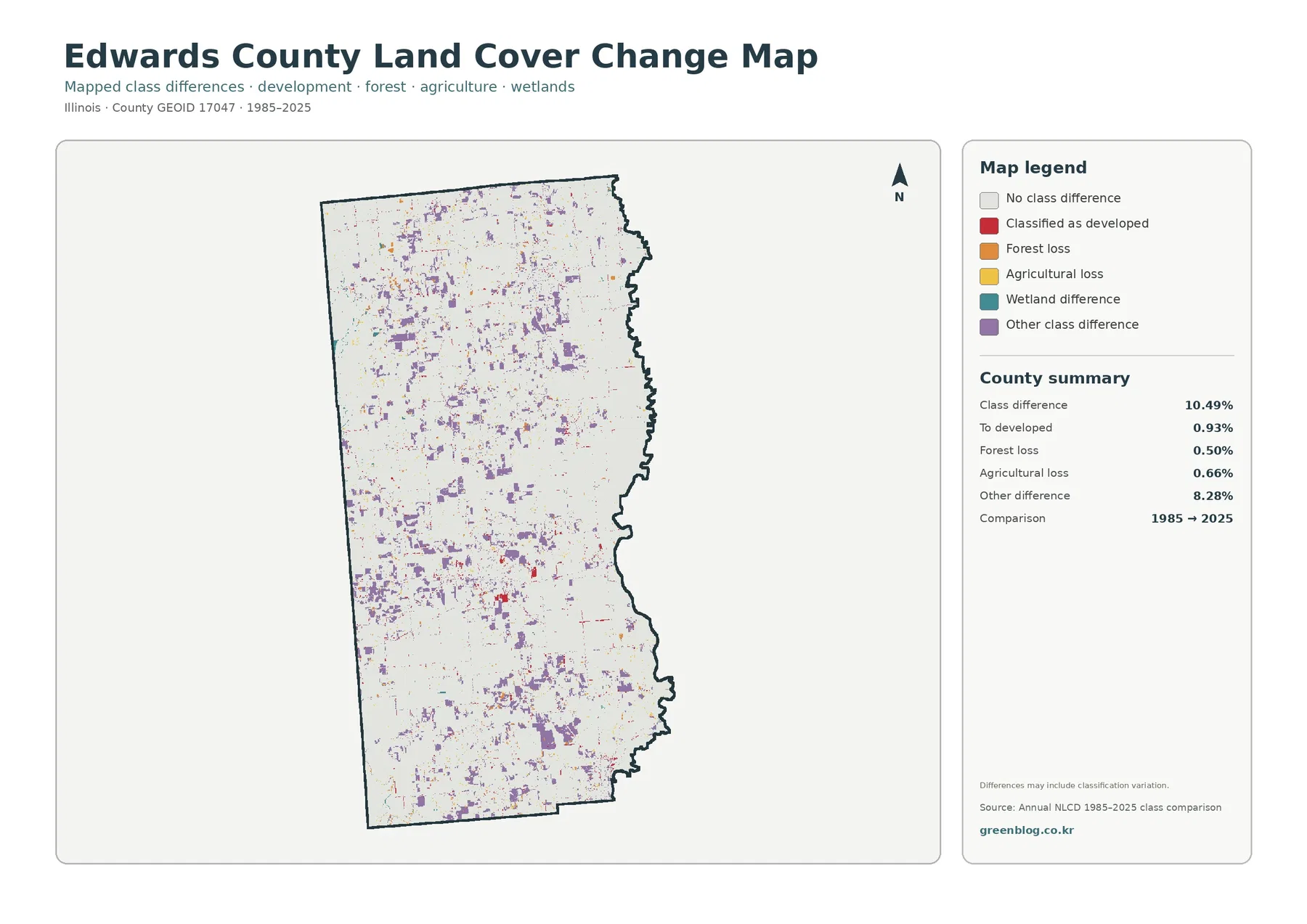 Edwards County land cover change map
