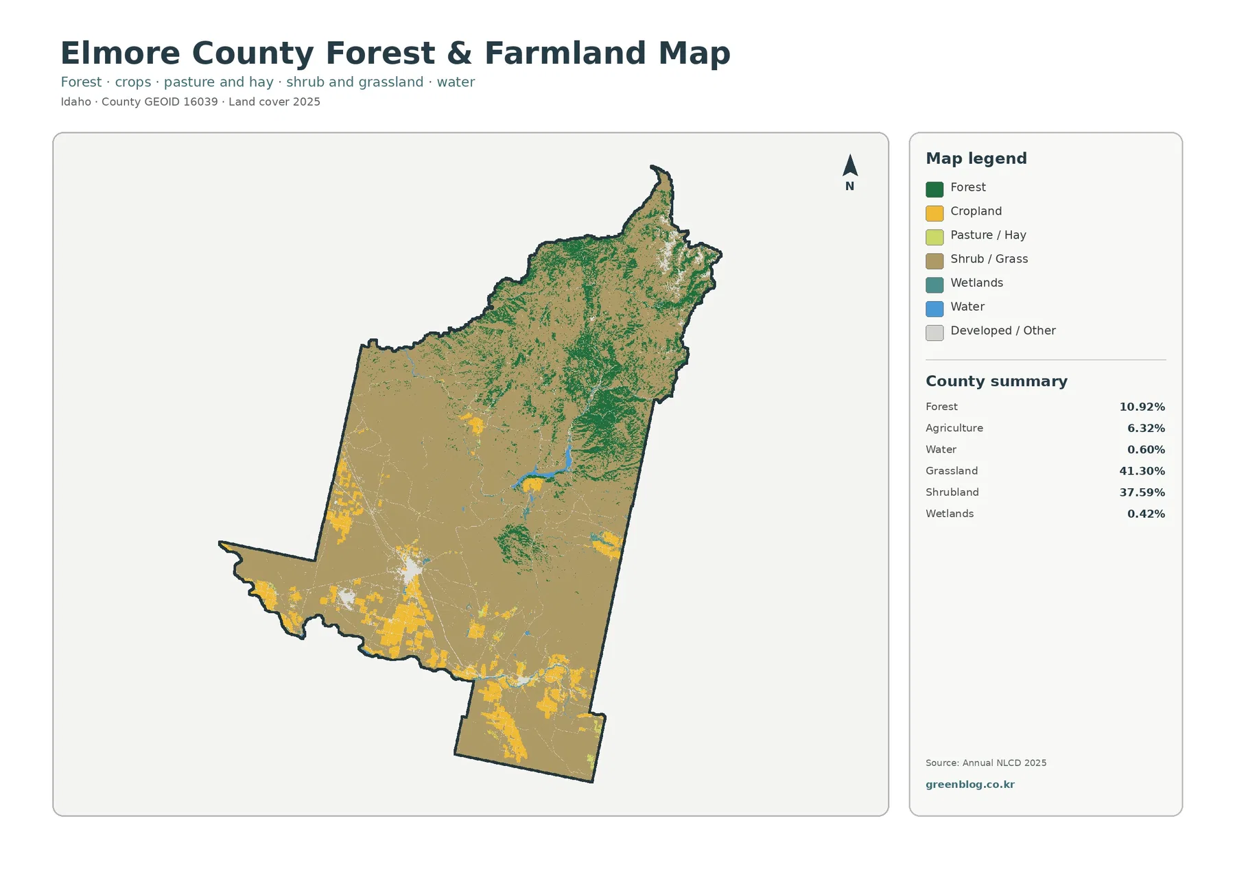 Elmore County forest and farmland map