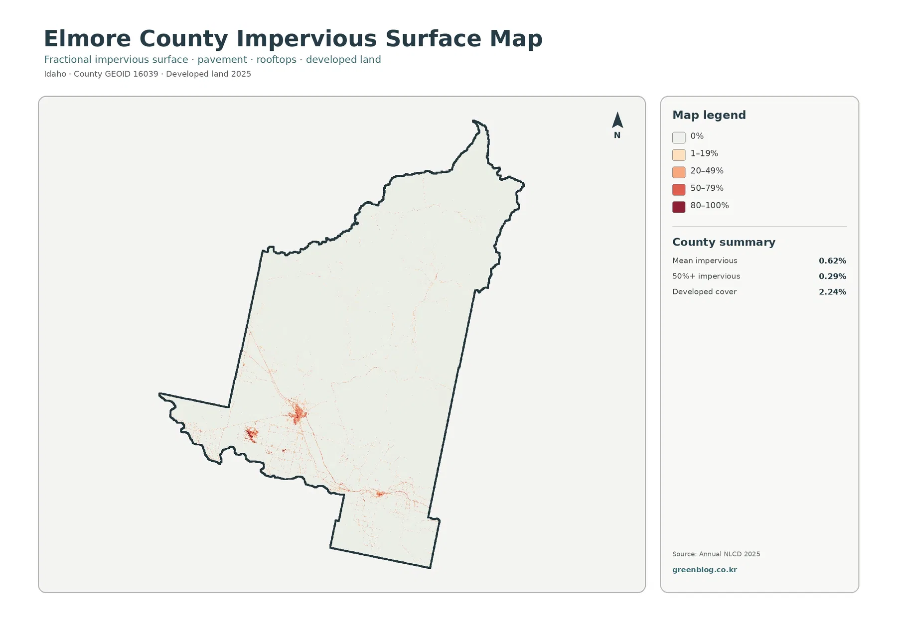 Elmore County impervious surface and developed land map