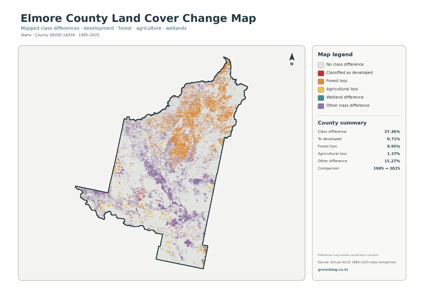 Elmore County land cover change map