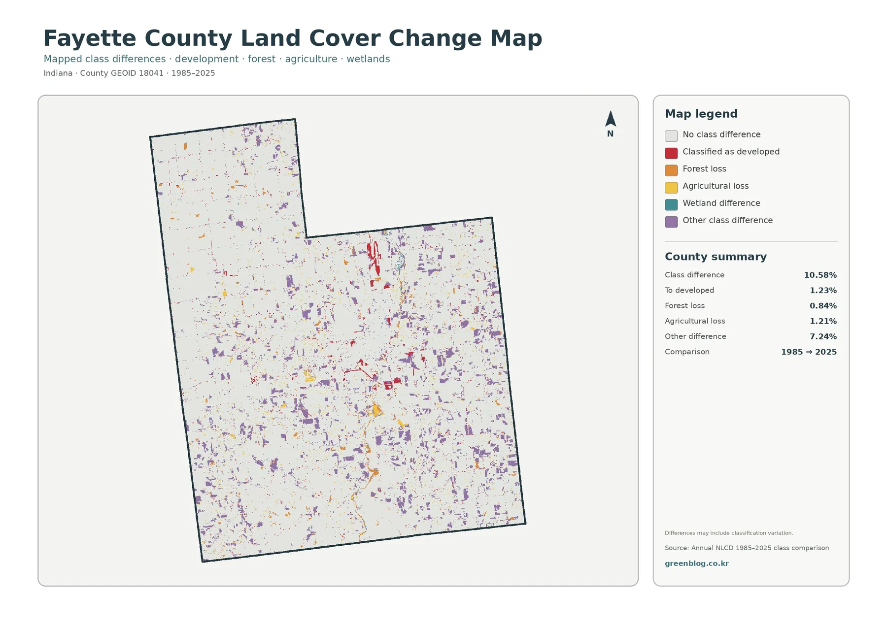 Fayette County land cover change map
