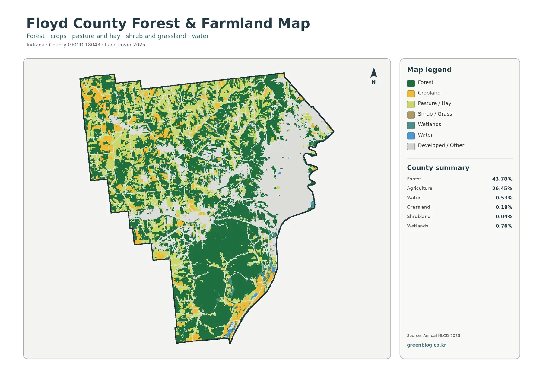 Floyd County forest and farmland map
