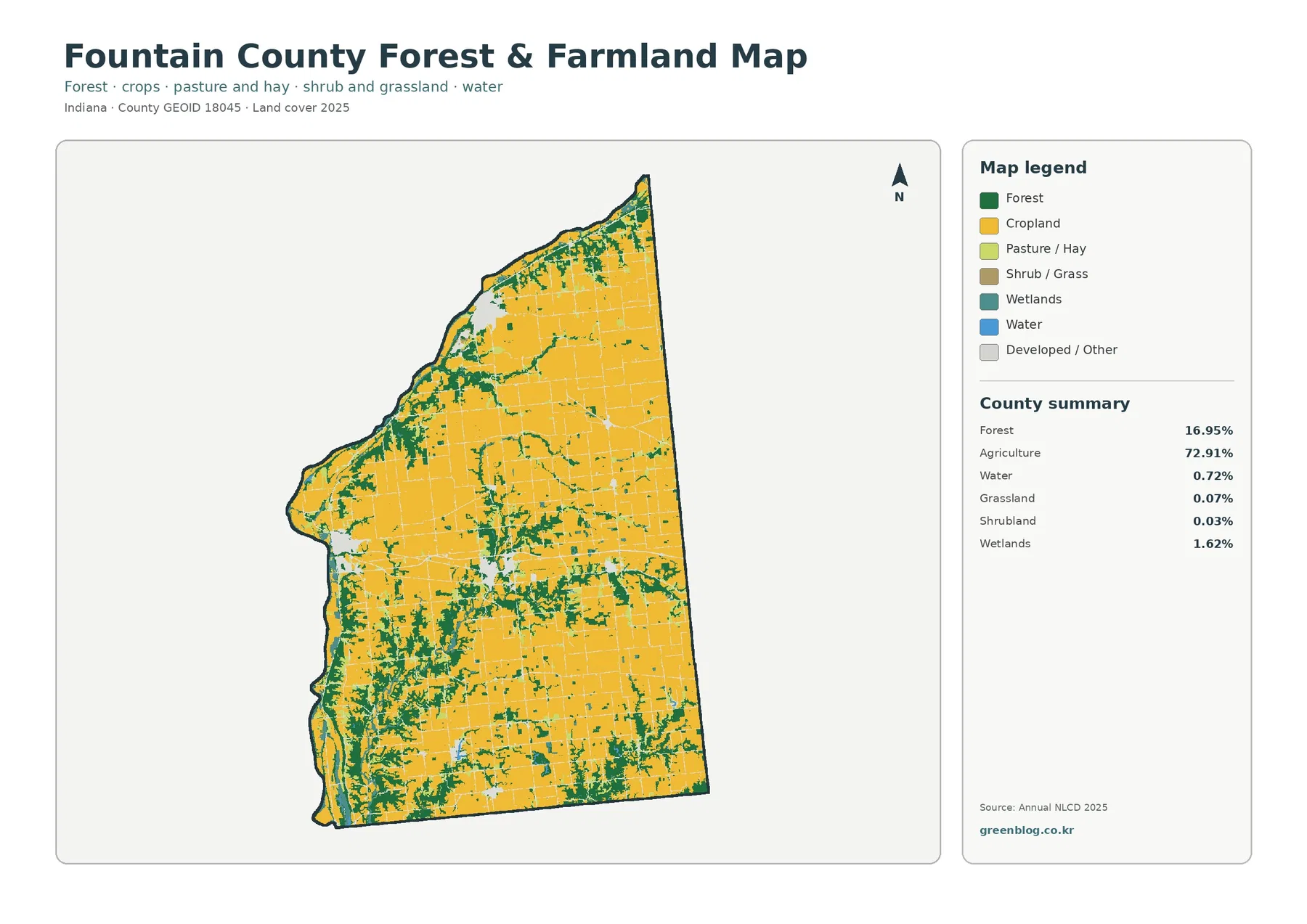 Fountain County forest and farmland map