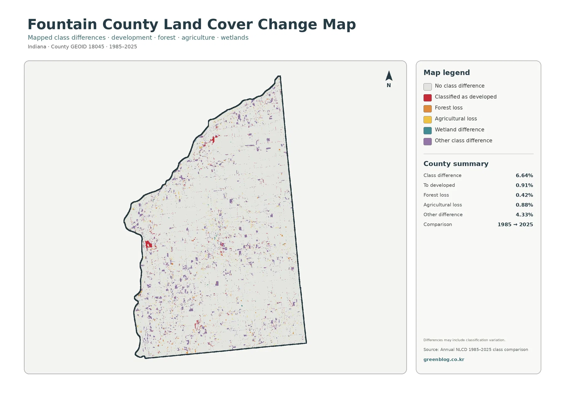 Fountain County land cover change map