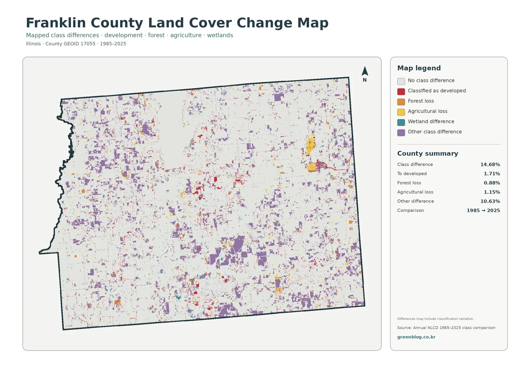 Franklin County land cover change map