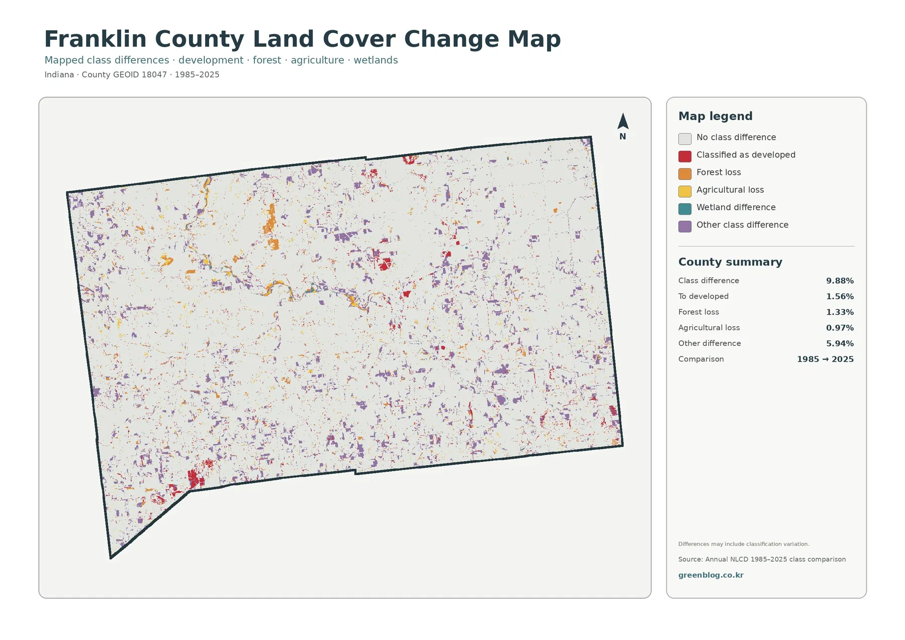 Franklin County 토지 피복 변화 지도