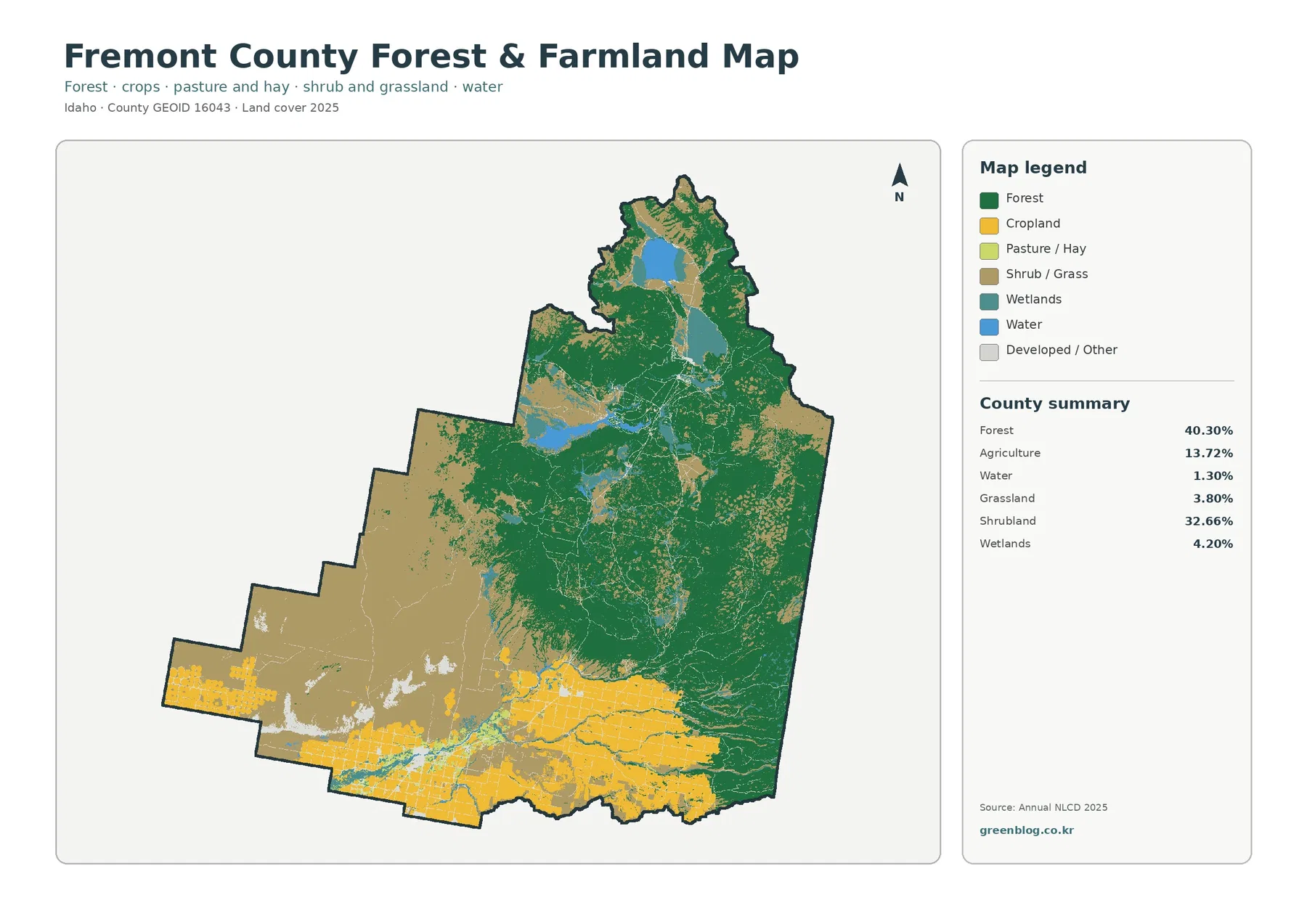 Fremont County 산림·농경지 지도