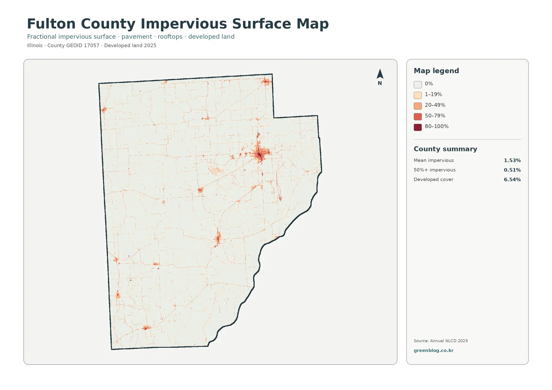 Fulton County impervious surface and developed land map