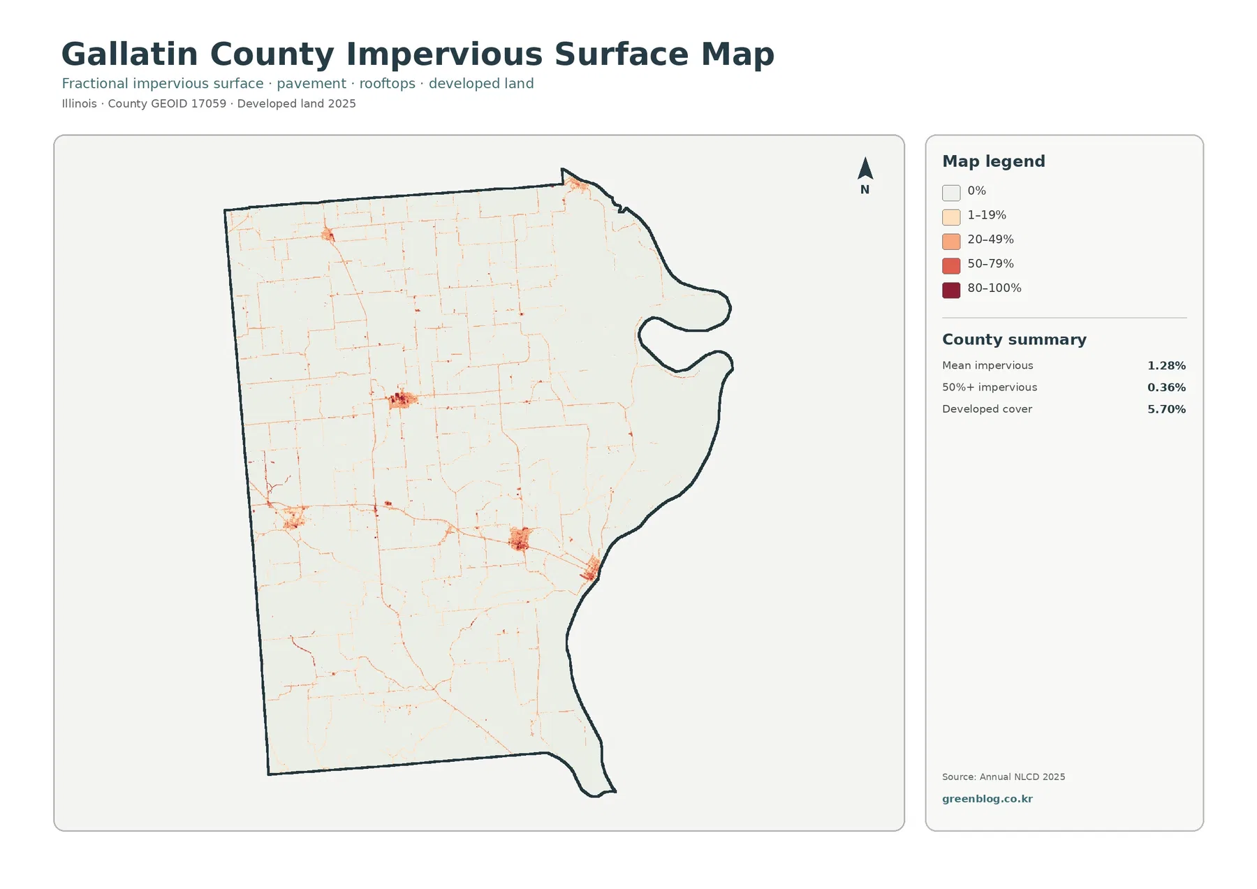 Gallatin County impervious surface and developed land map