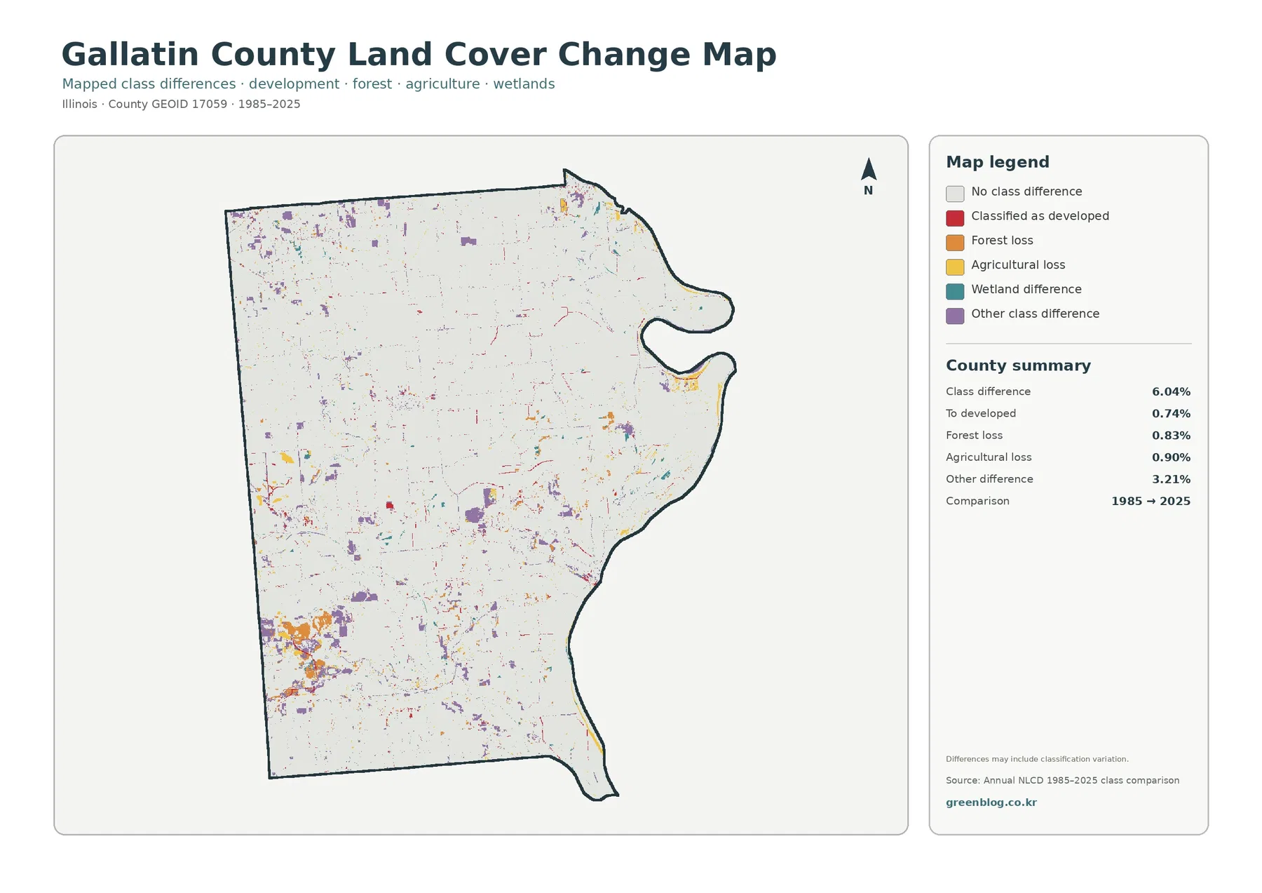 Gallatin County land cover change map