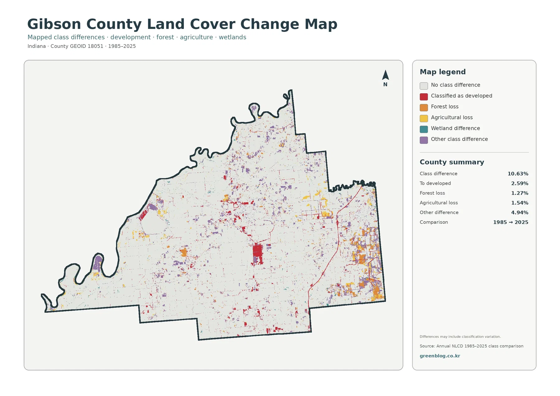 Gibson County 토지 피복 변화 지도