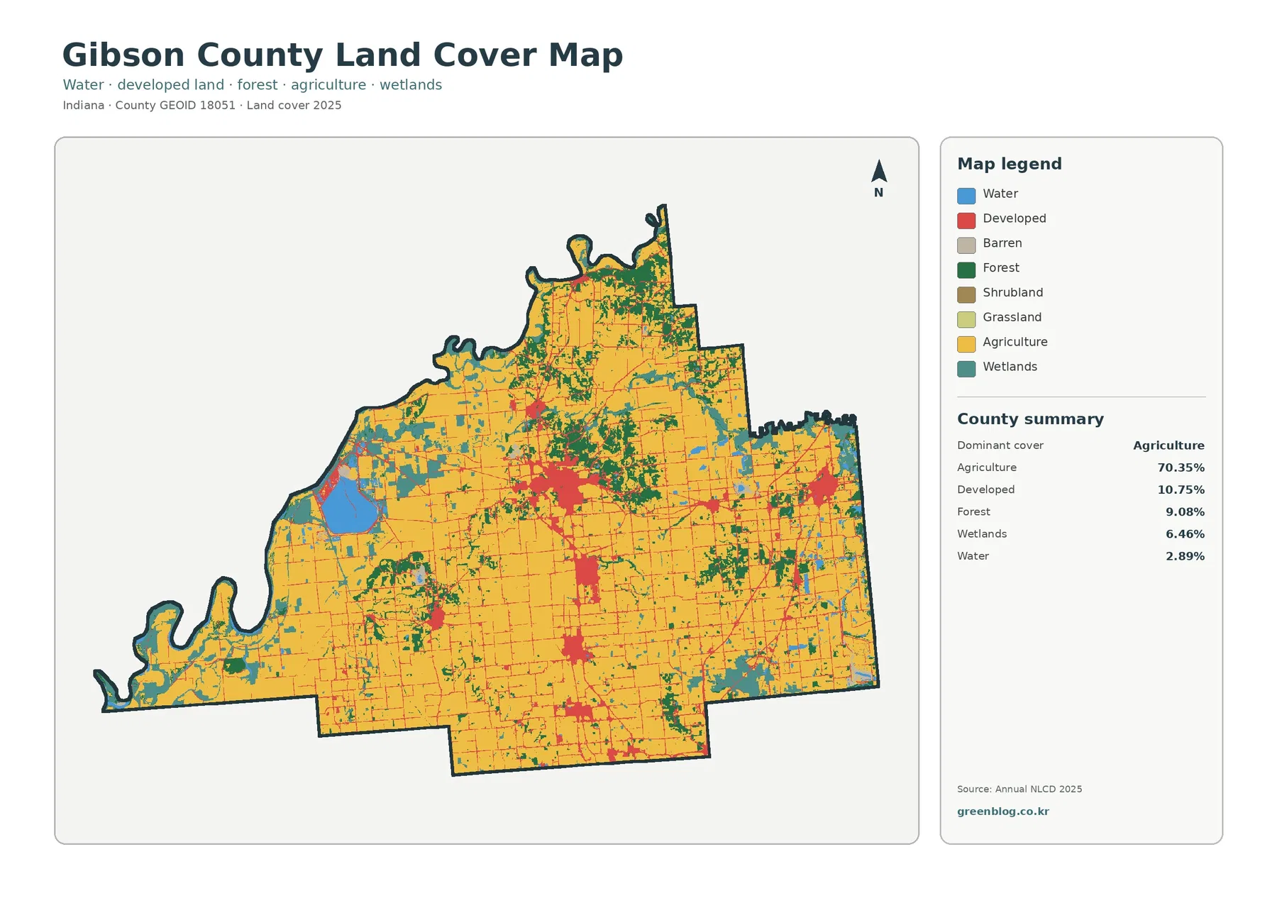 Gibson County 토지 피복 지도