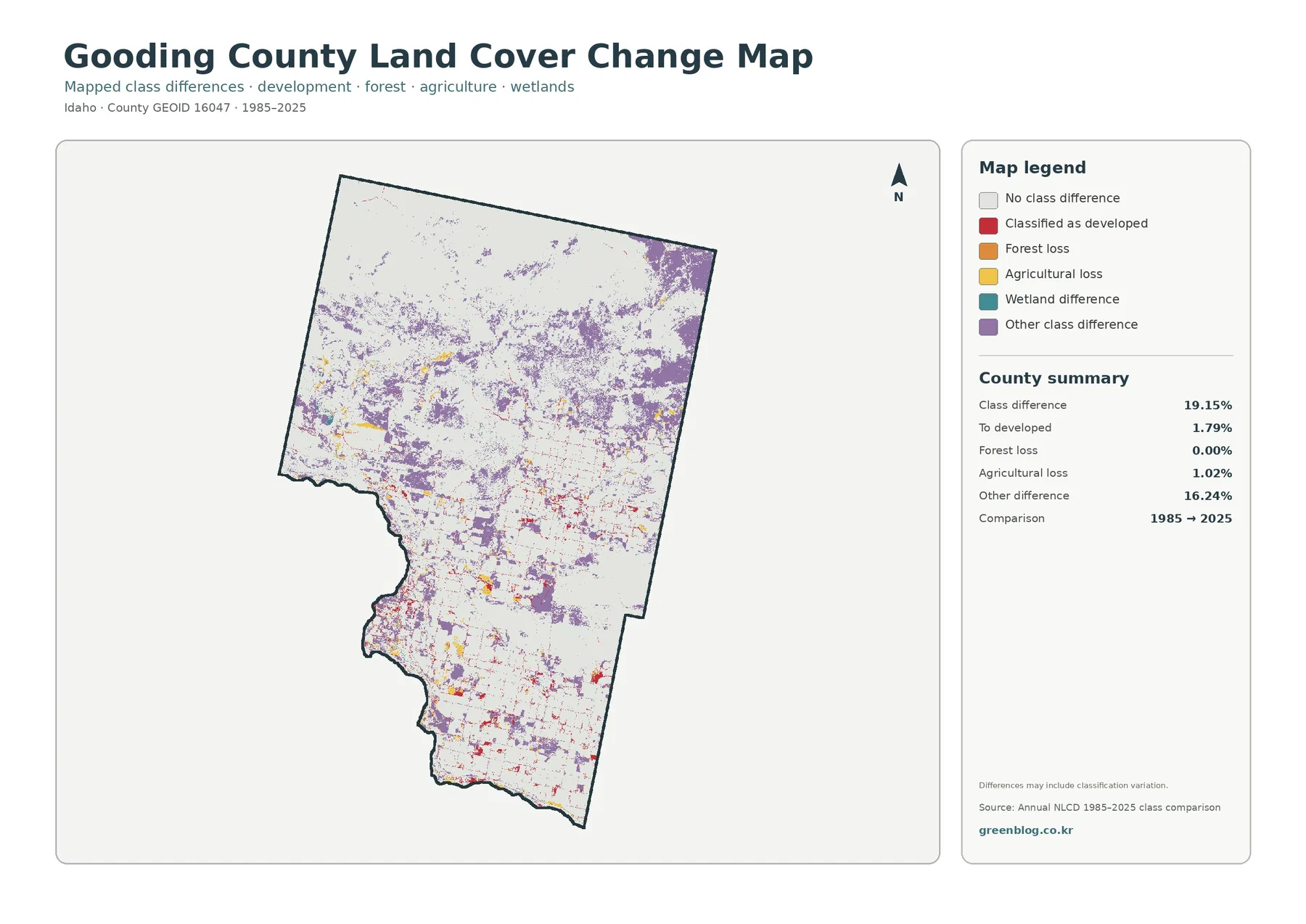 Gooding County 토지 피복 변화 지도