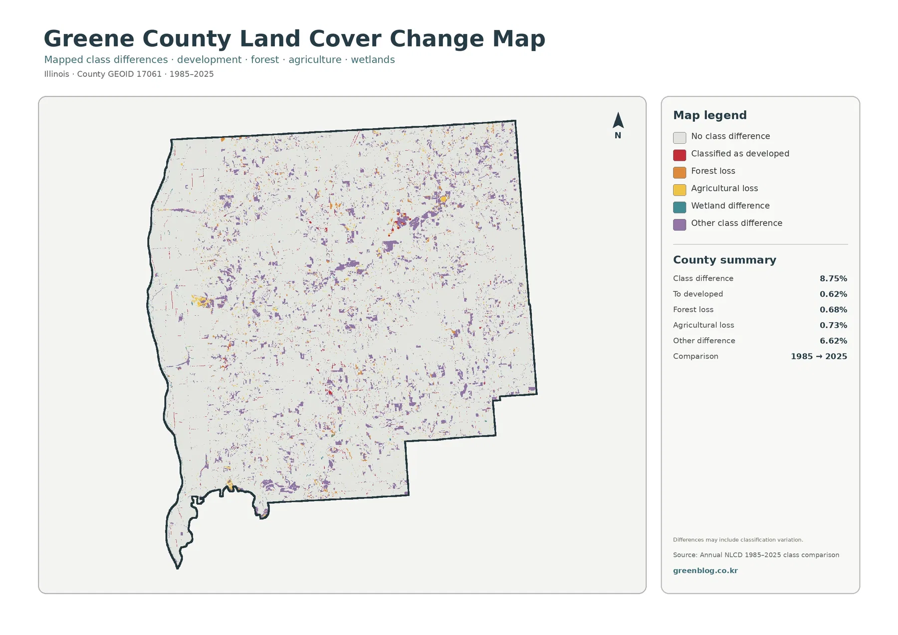 County land cover change map