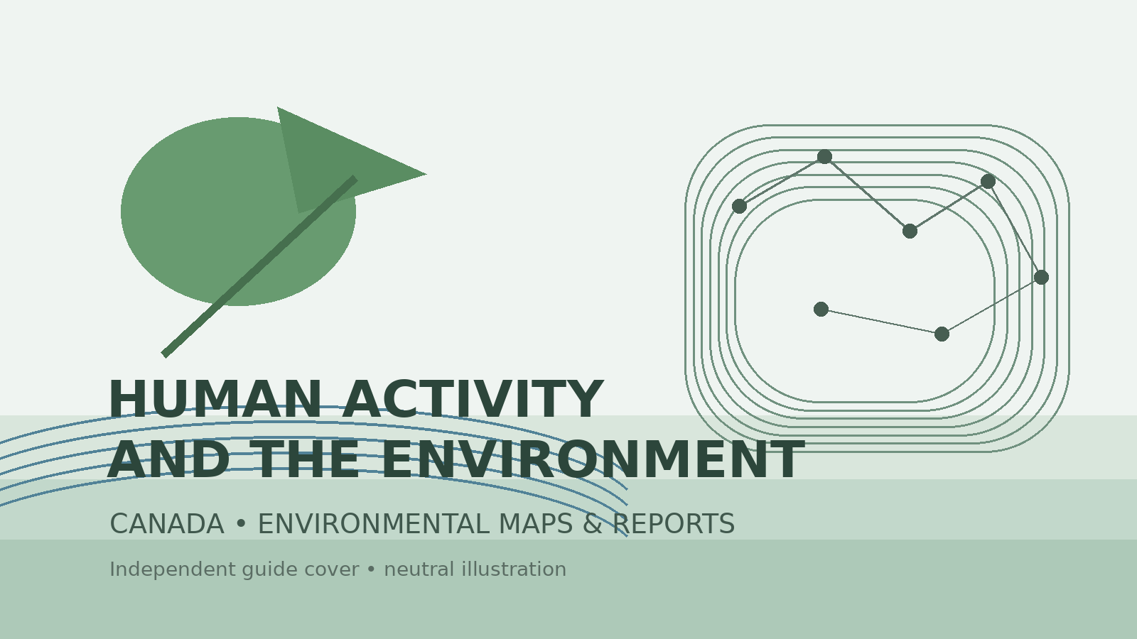 캐나다 환경 자료와 테마 지도를 상징적으로 표현한 Human Activity and the Environment 안내 이미지