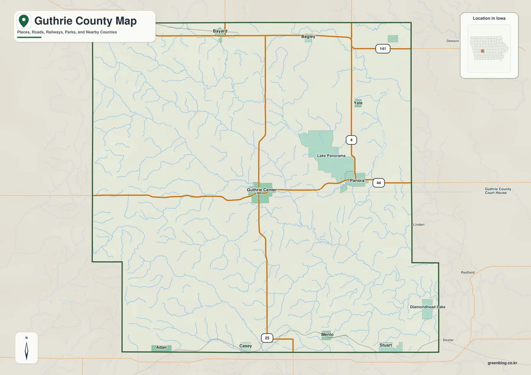 Guthrie County Iowa map Guthrie Center Panora Iowa 44 Iowa 25