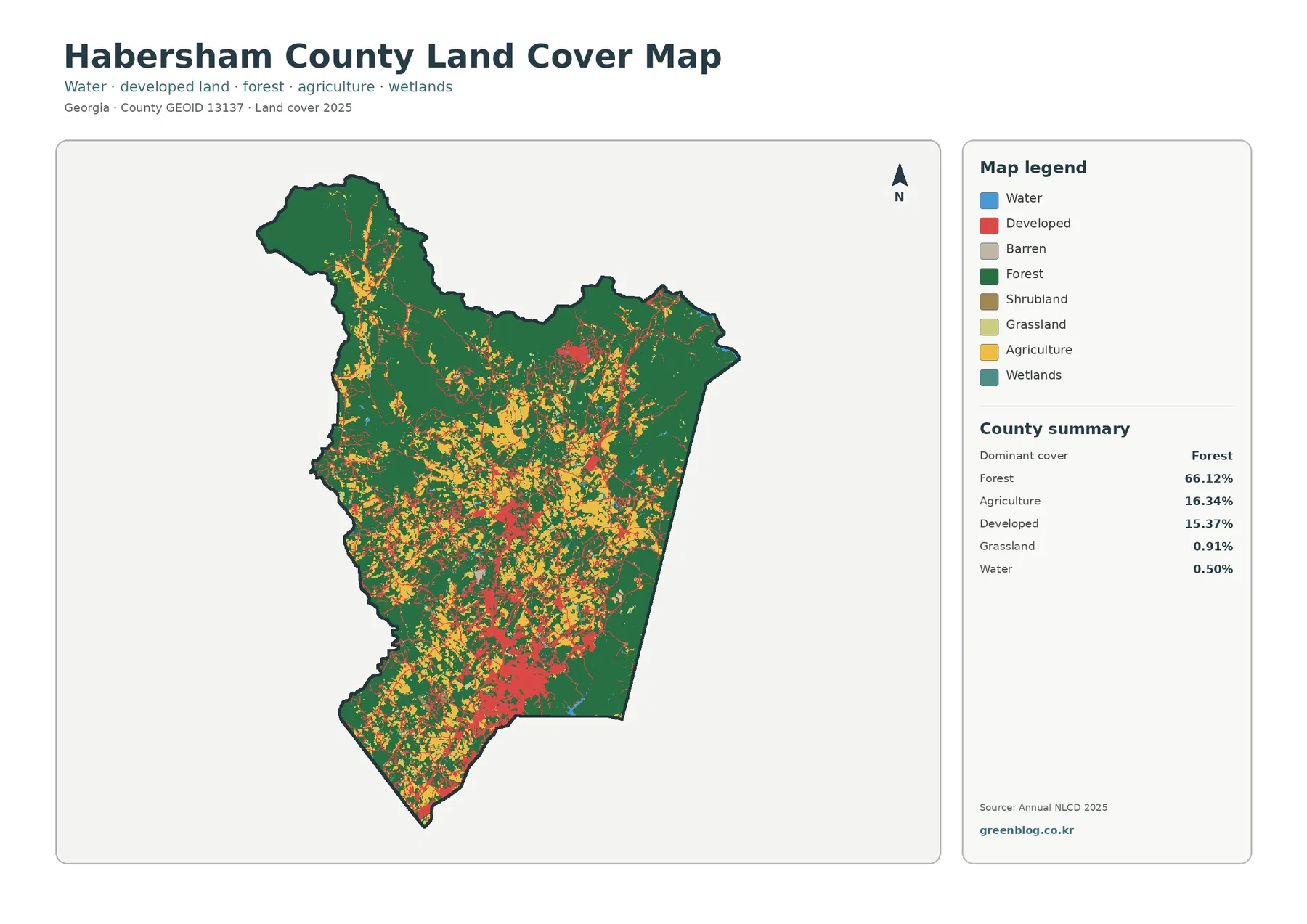 Habersham County 토지 피복 지도