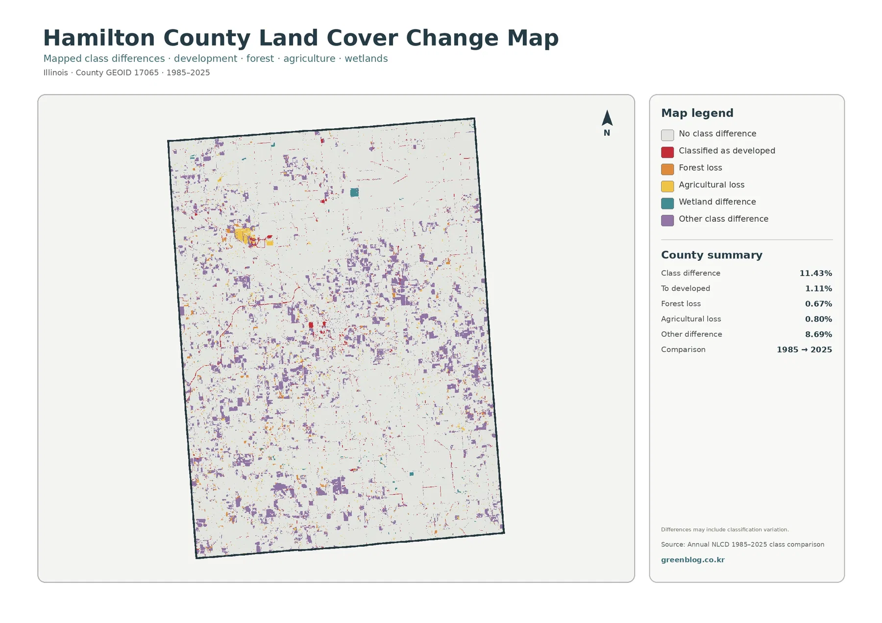 Hamilton County 토지 피복 변화 지도