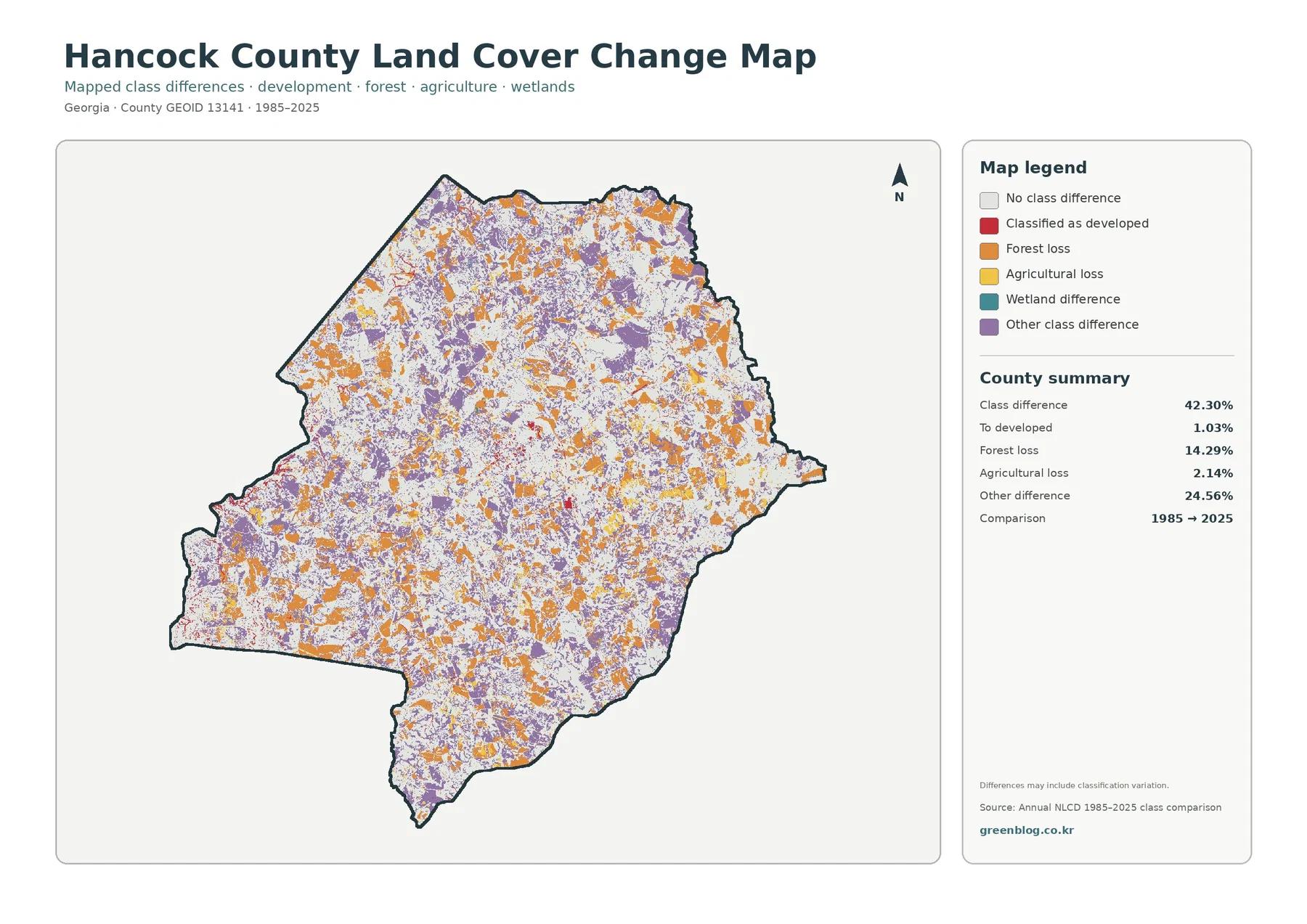 Hancock County 토지 피복 변화 지도
