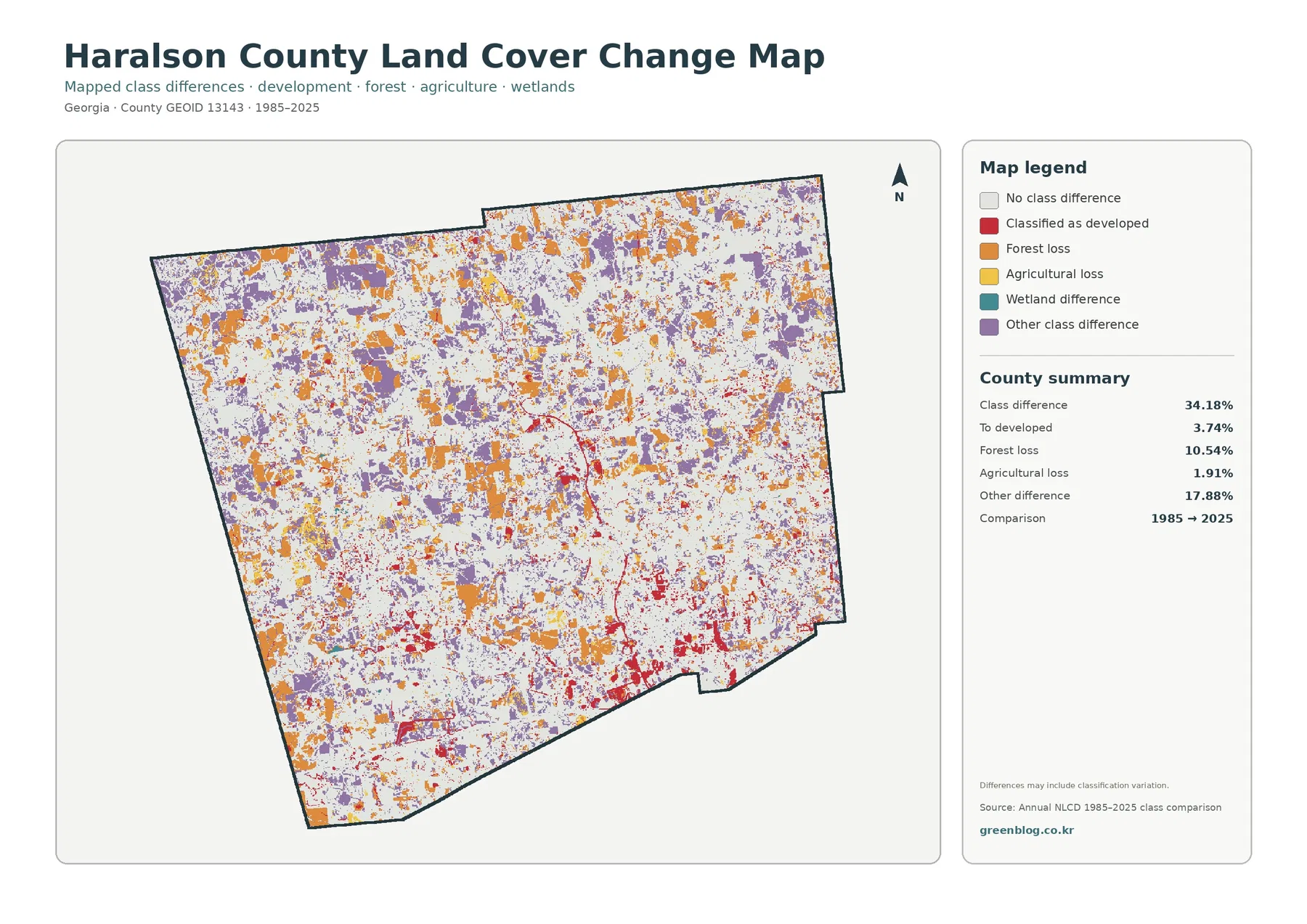 Haralson County 토지 피복 변화 지도