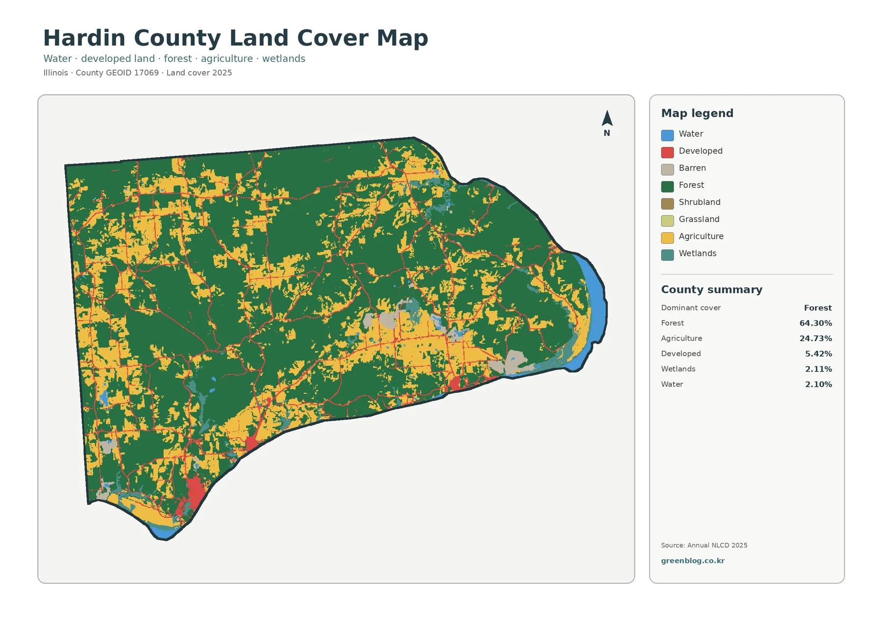 Hardin County 토지 피복 지도