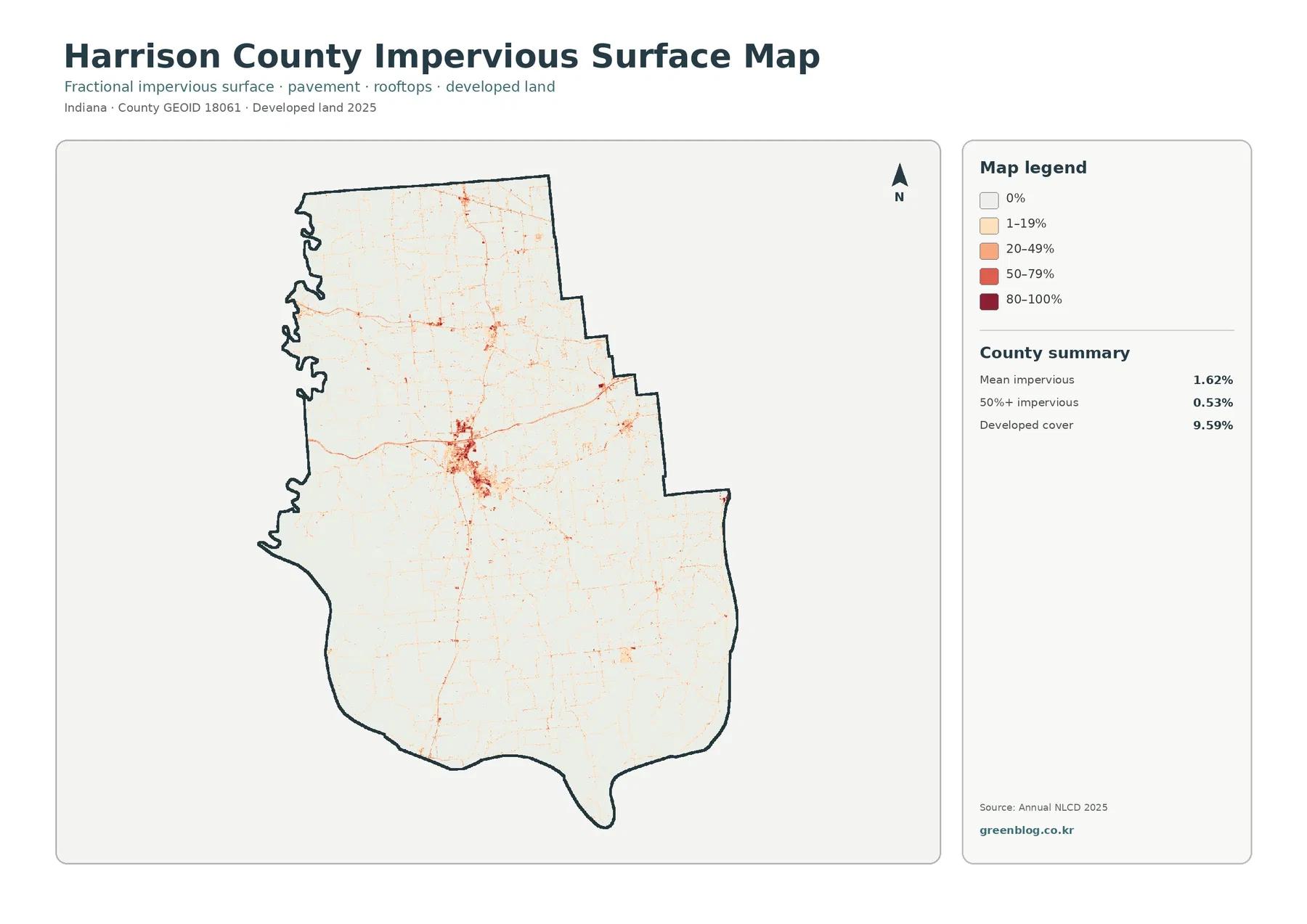 County impervious surface and developed land map
