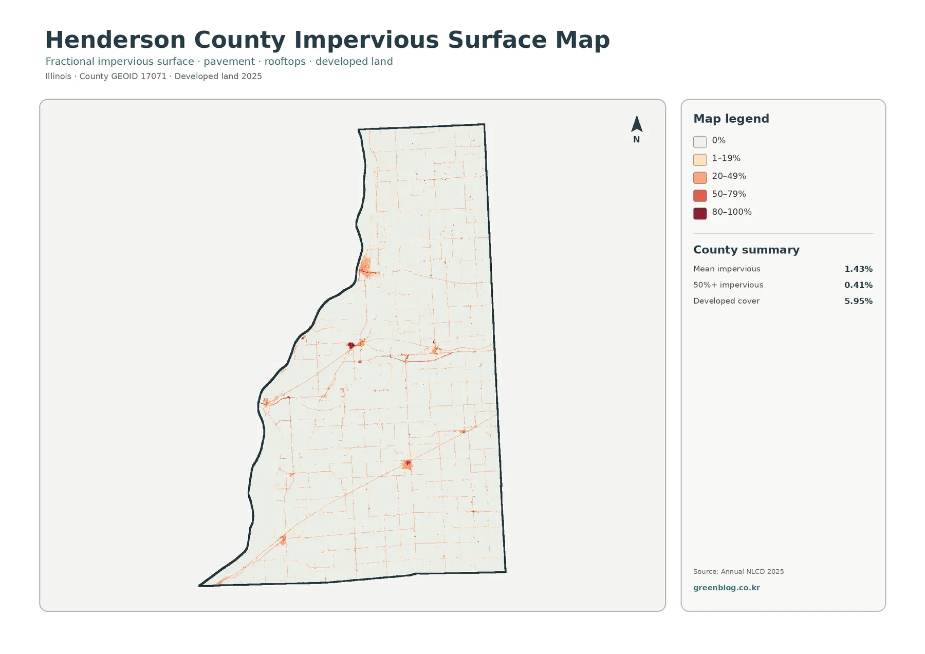 Henderson County 불투수·개발지 지도