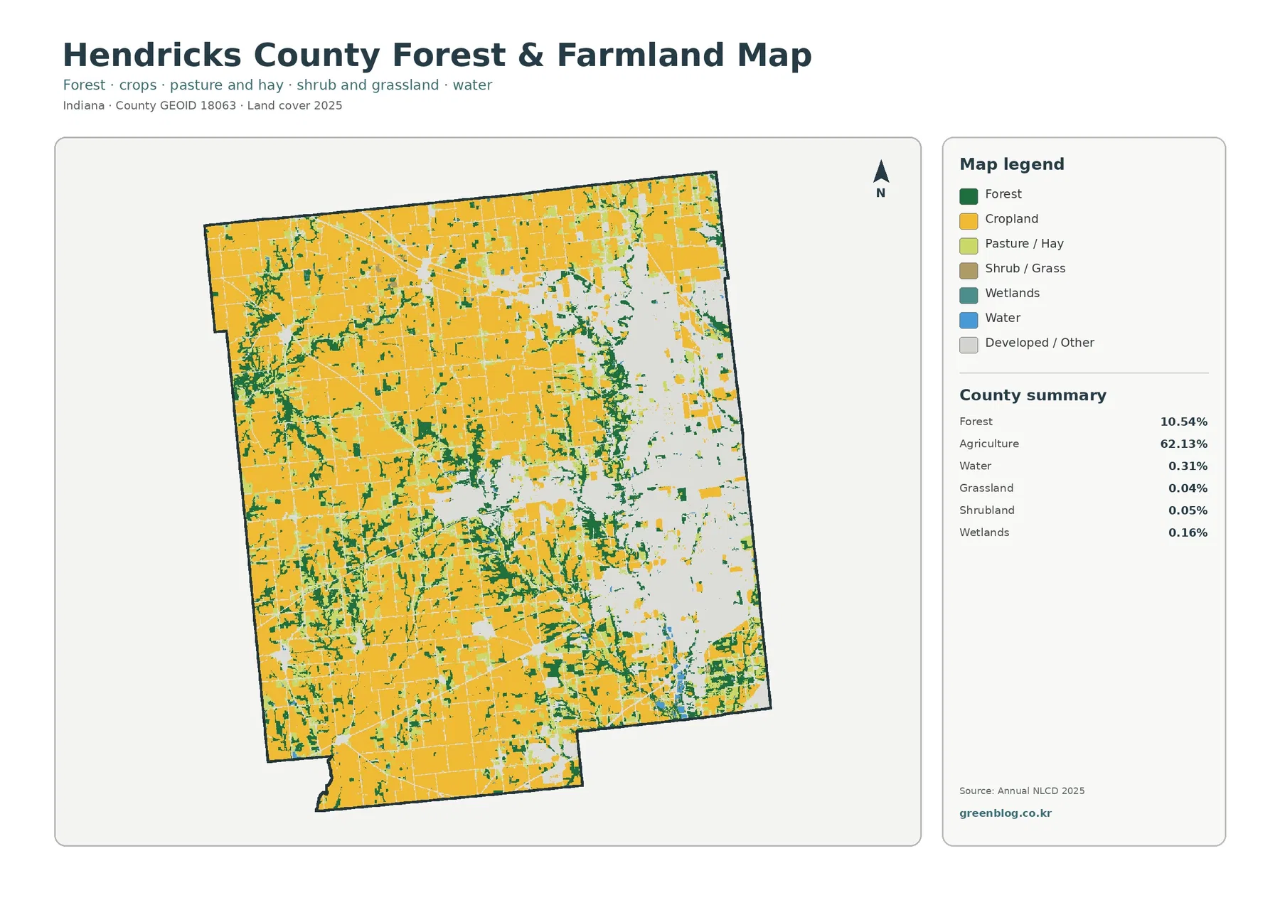 Hendricks County forest and farmland map