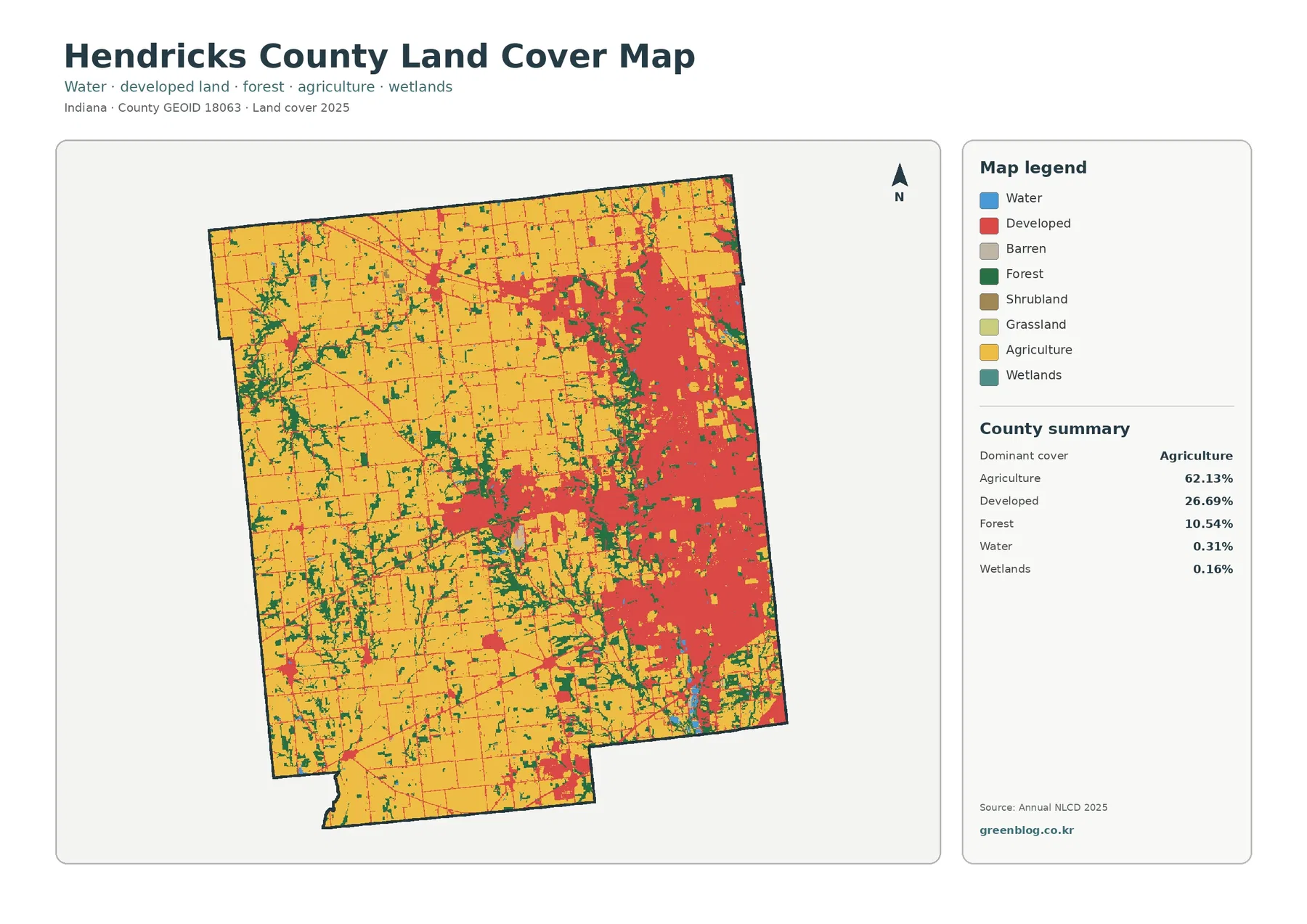 Hendricks County land cover map