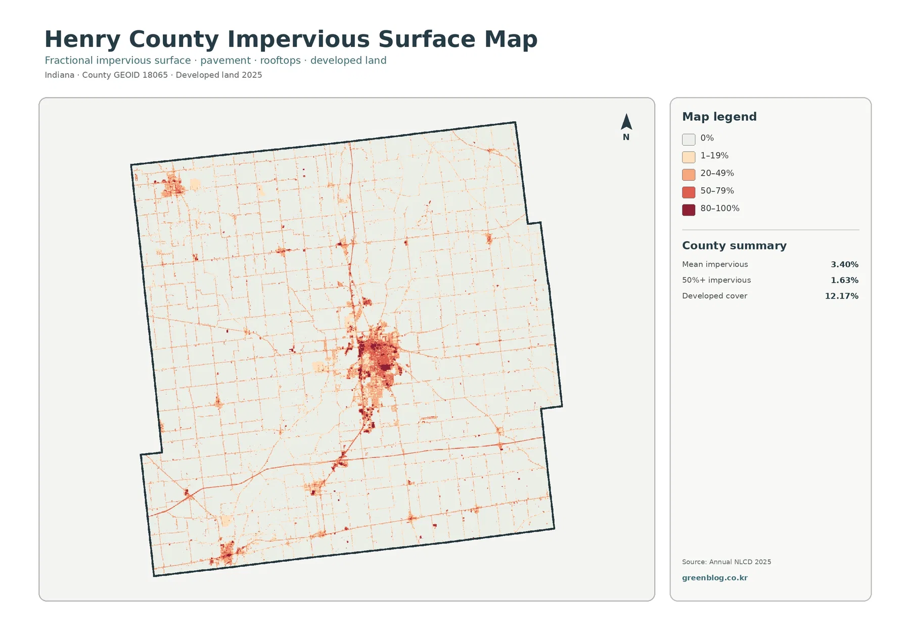Henry County impervious surface and developed land map