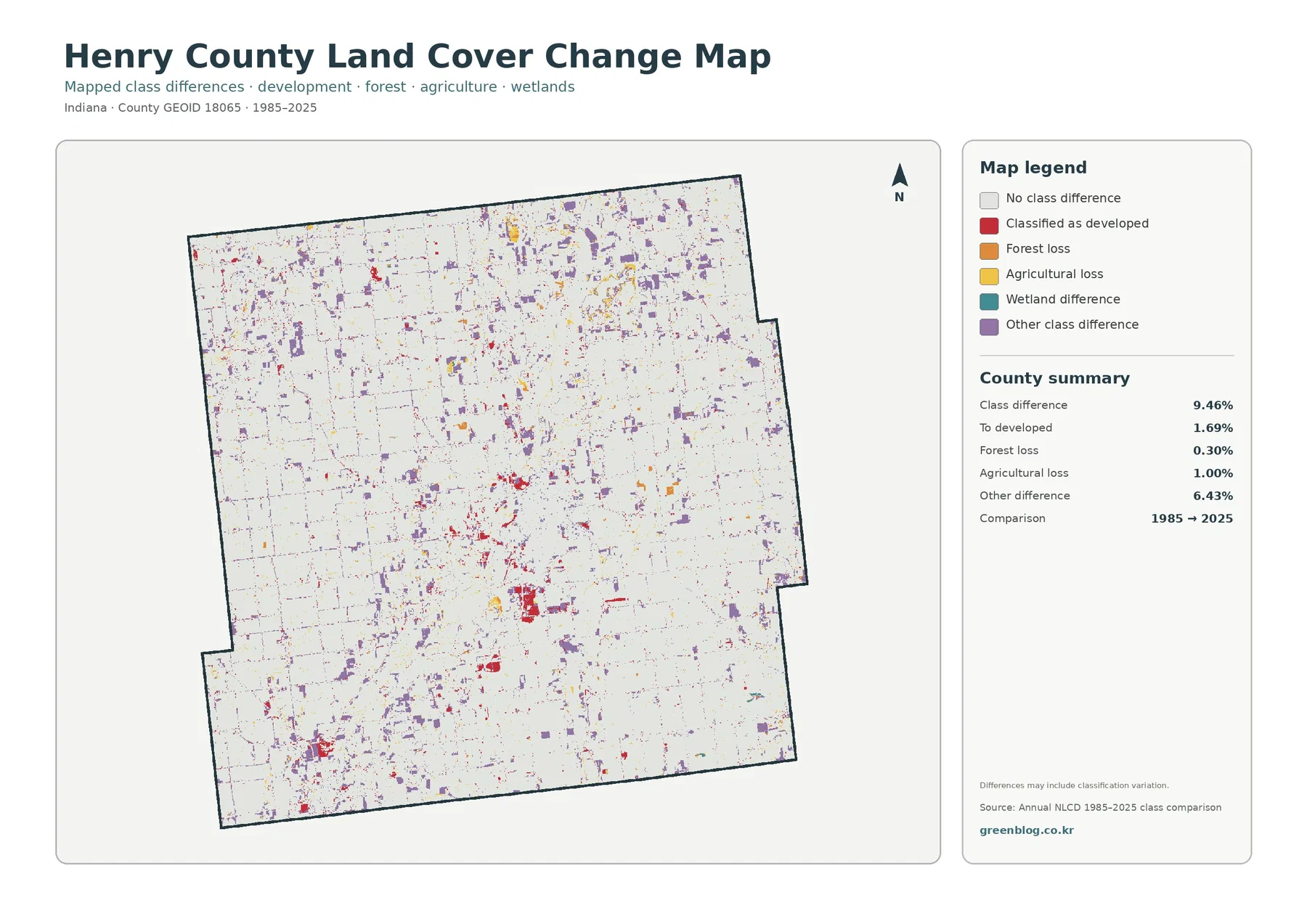 Henry County land cover change map