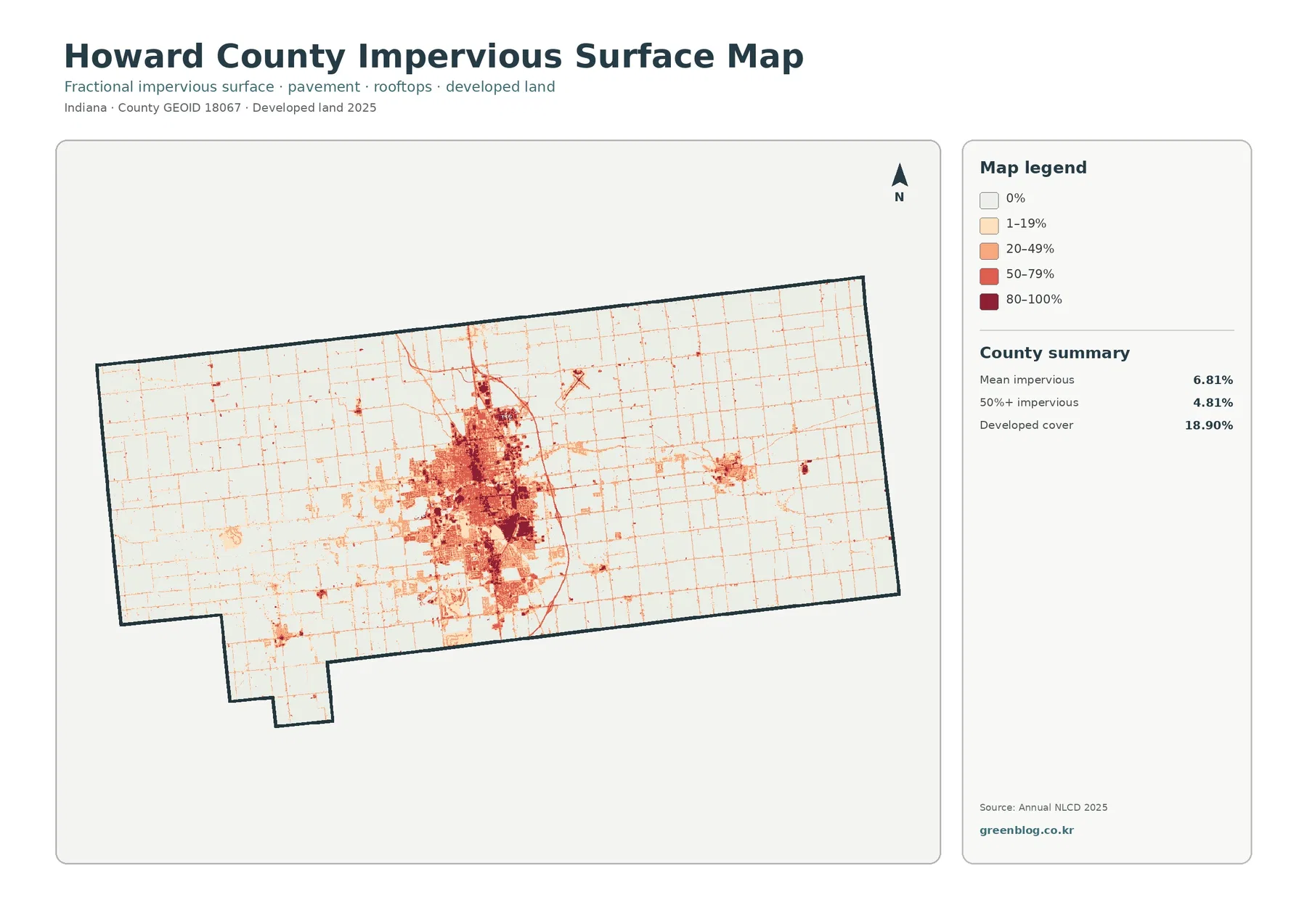 Howard County impervious surface and developed land map