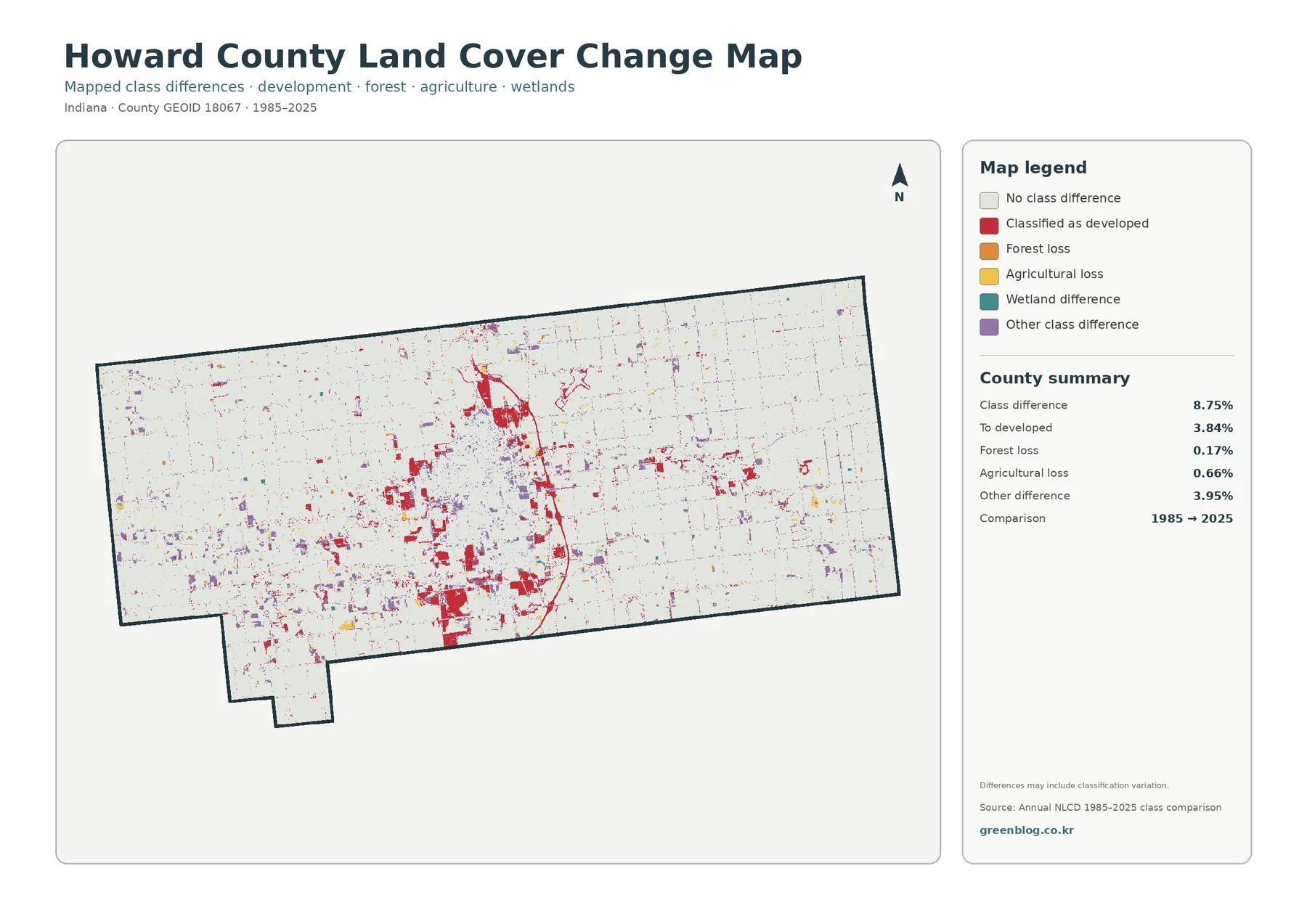 Howard County land cover change map