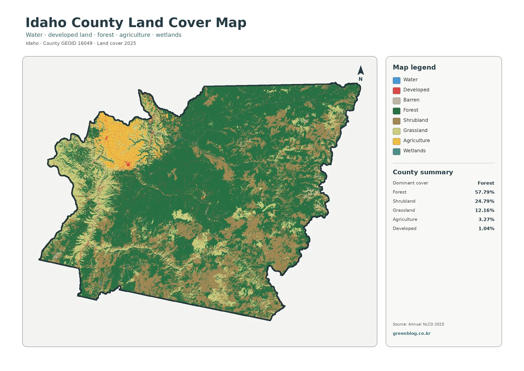 Idaho County 토지 피복 지도