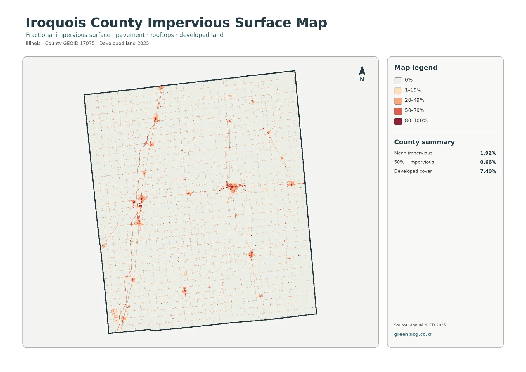 County impervious surface and developed land map