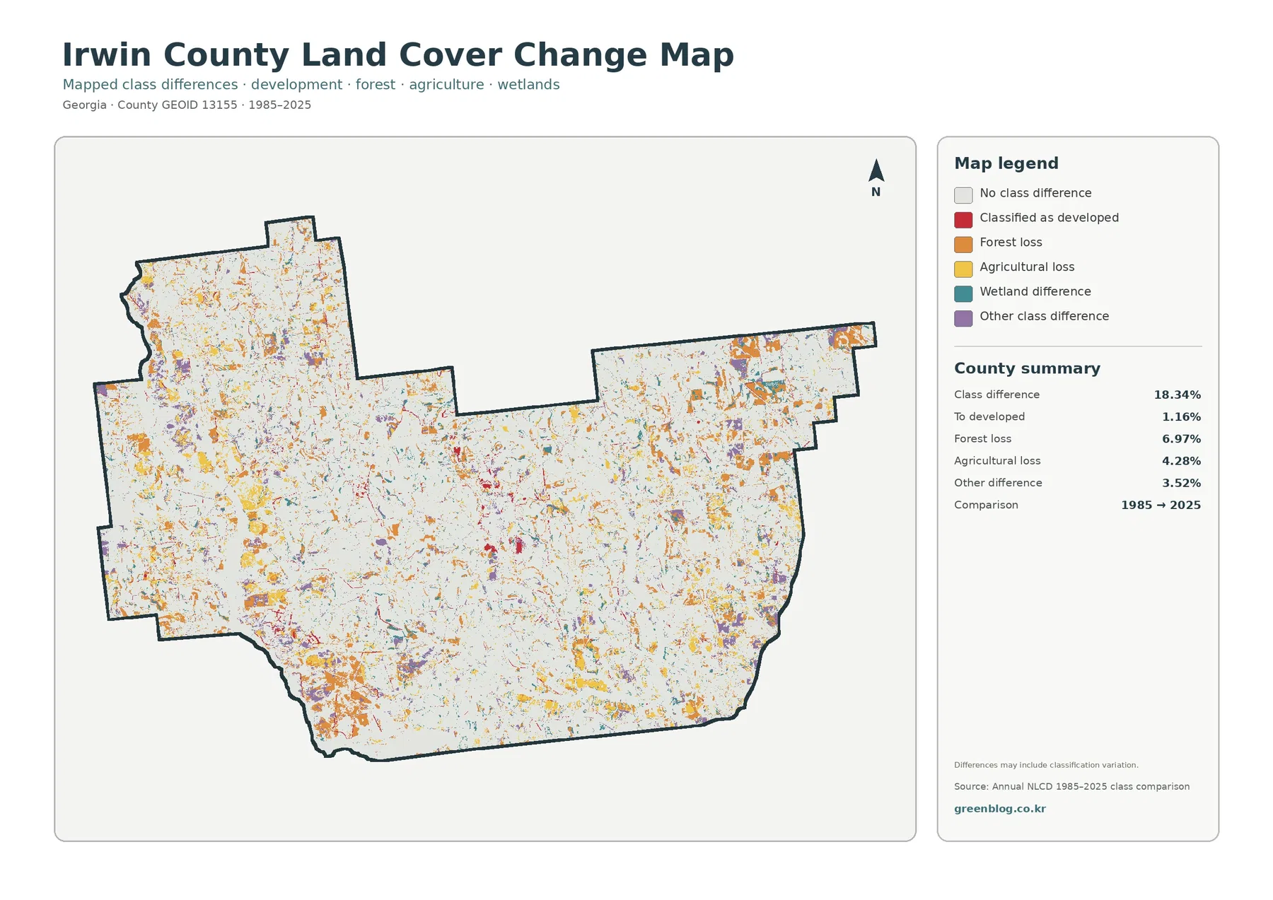 Irwin County 토지 피복 변화 지도