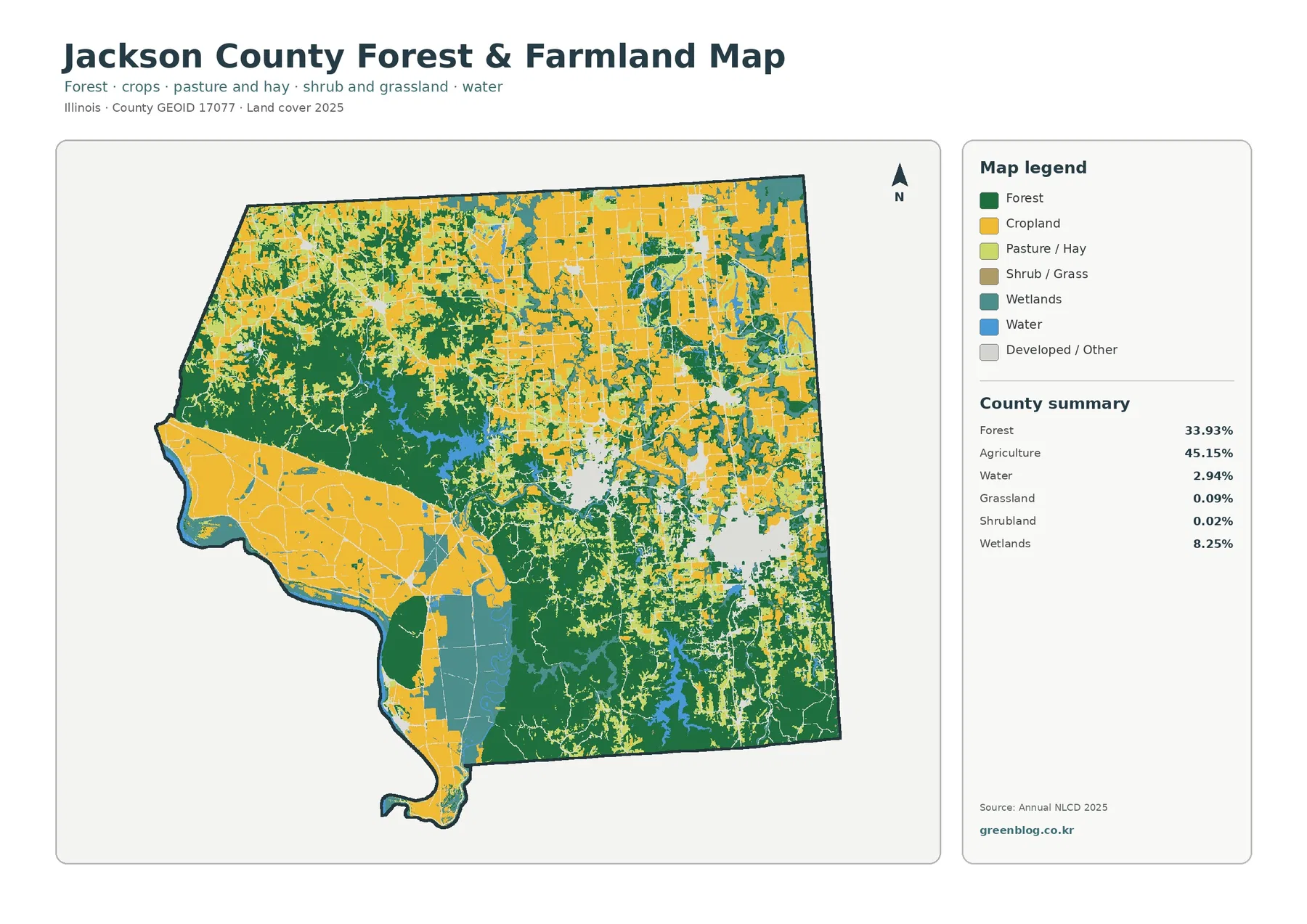 Jackson County forest and farmland map