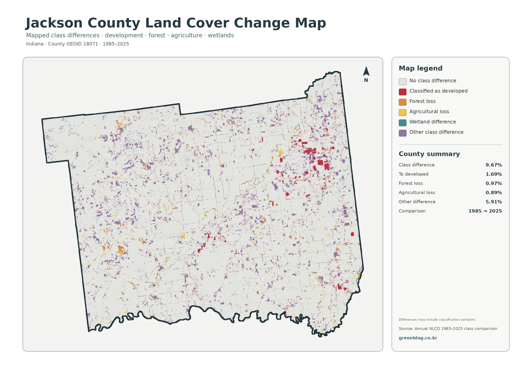 Jackson County 토지 피복 변화 지도