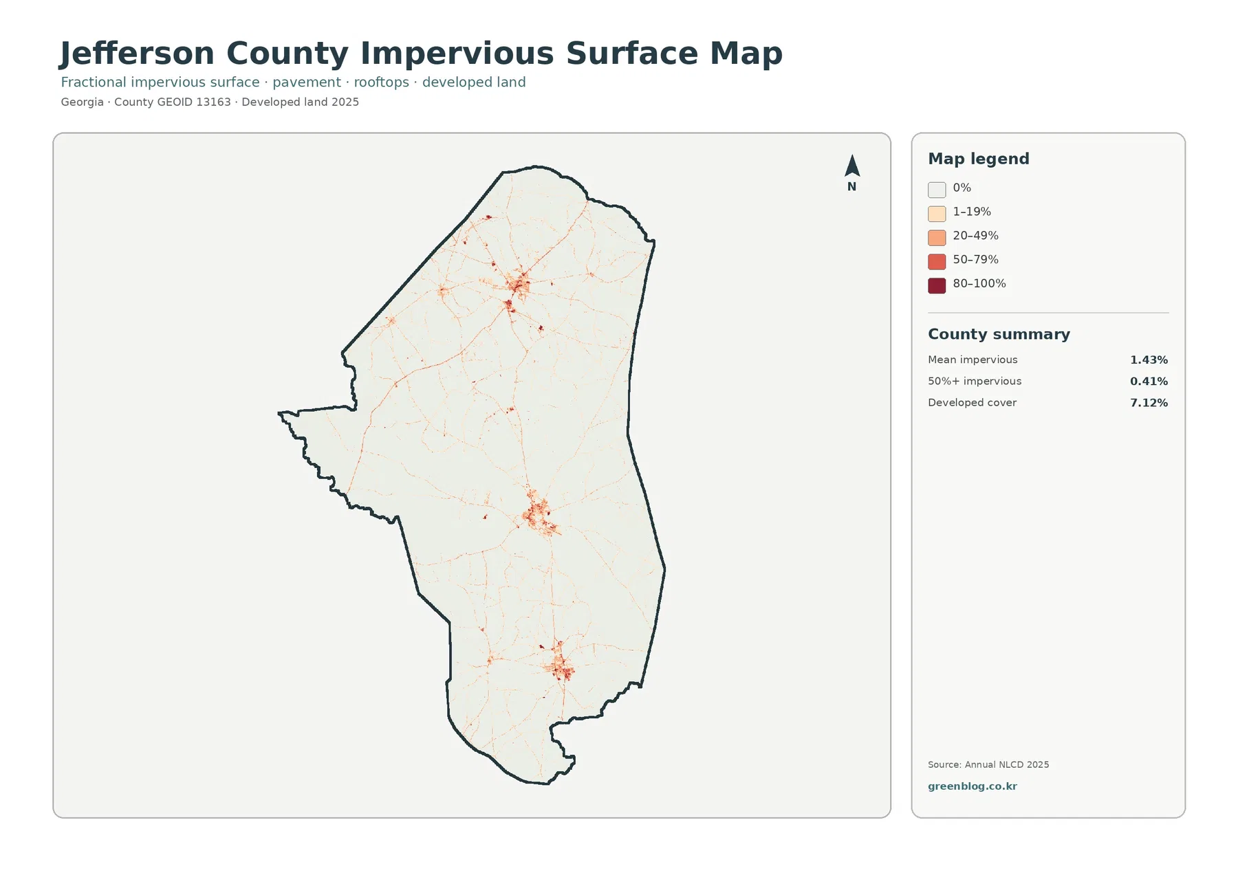 Jefferson County 불투수·개발지 지도